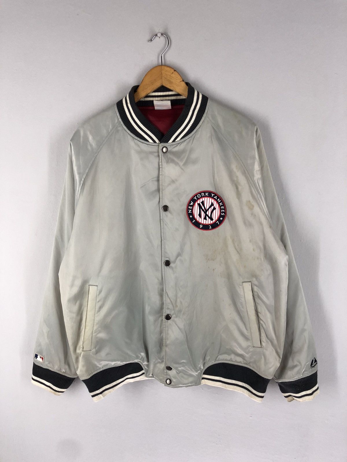 Majestic 🔥new york yankees majistic satin bomber jacket Size US XL / EU 56 / 4 - 1 Thumbnail