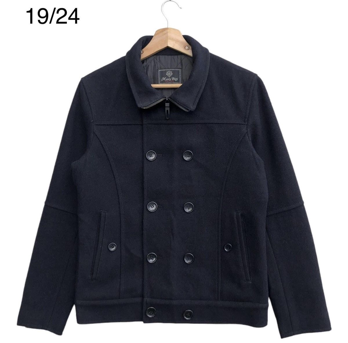 image of Vintage Men's Bigi Jacket Wool in Blue Black (Size Small)