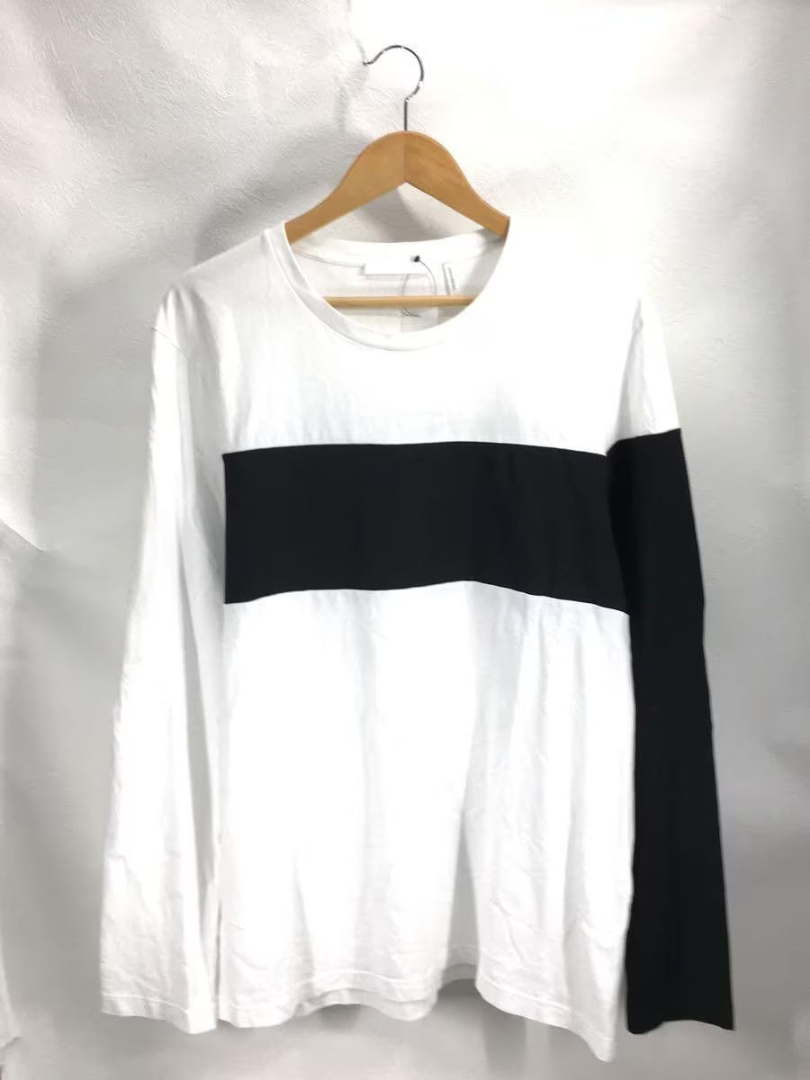 image of Helmut Lang Stripe Back Logo Long Sleeve Tee in White, Men's (Size XL)