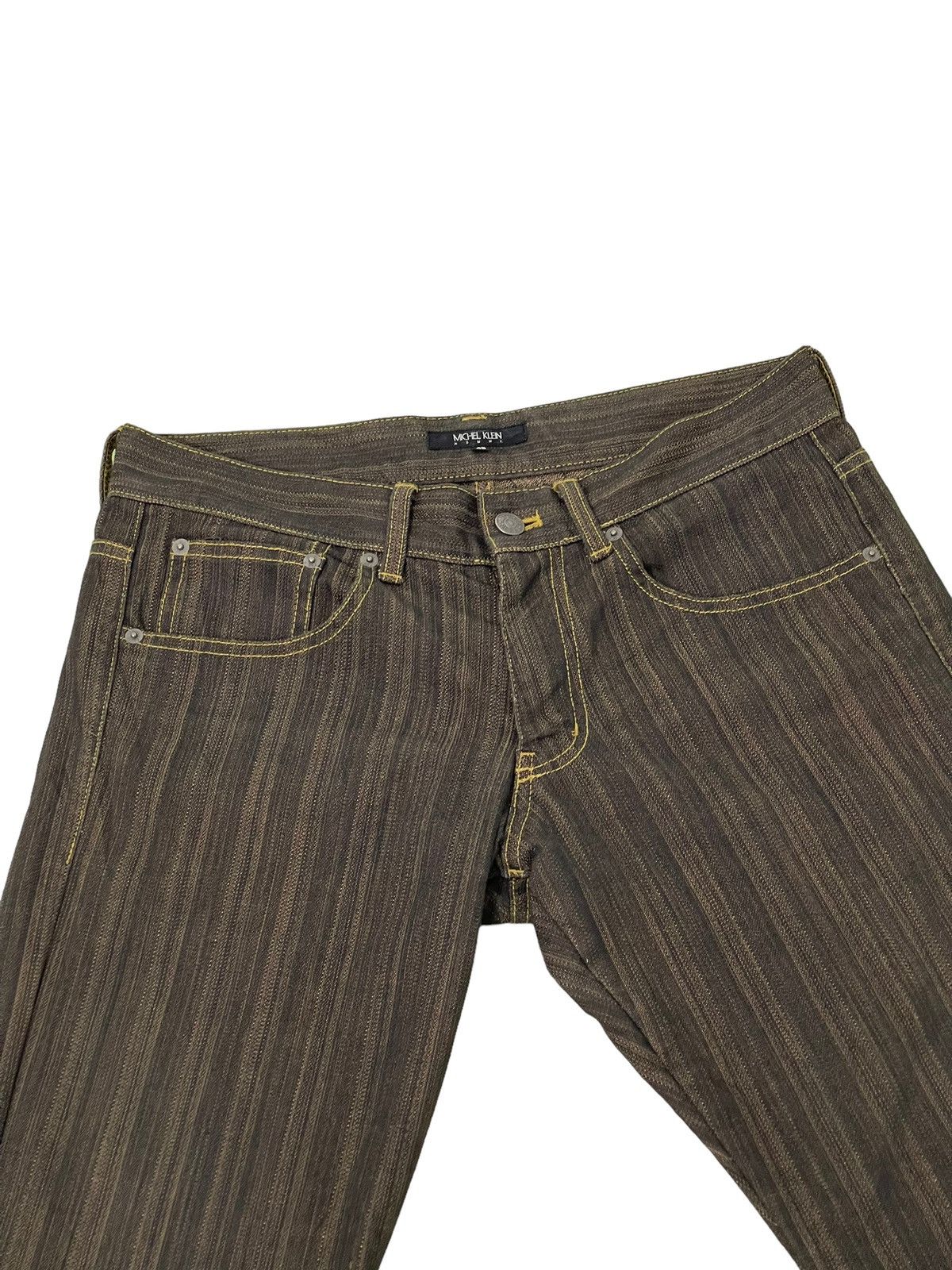 Japanese Brand Flare Jeans Michel Klein Striped Stretch Low Rise 2🟦1 Size US 30 / EU 46 - 8 Thumbnail