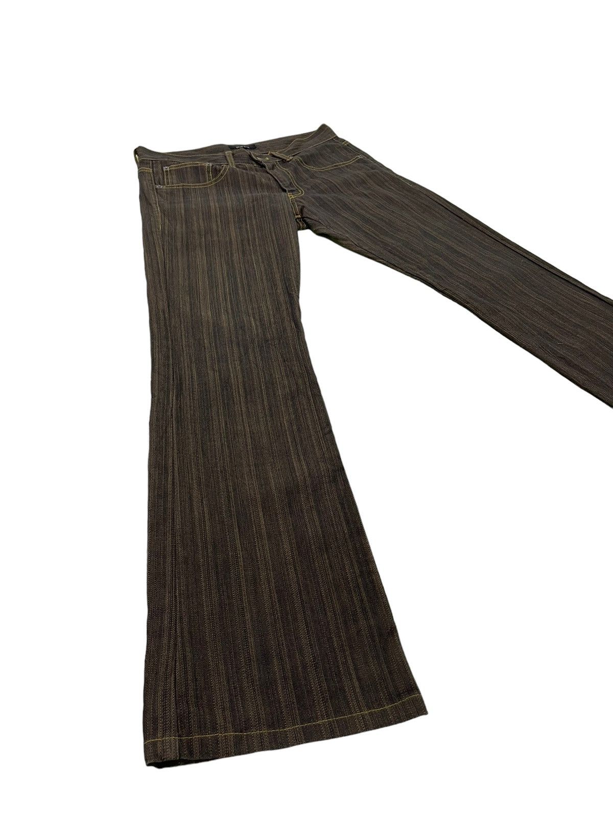 image of Hype Flare Jeans Michel Klein Striped Stretch Low Rise 21 in Brown, Men's (Size 30)