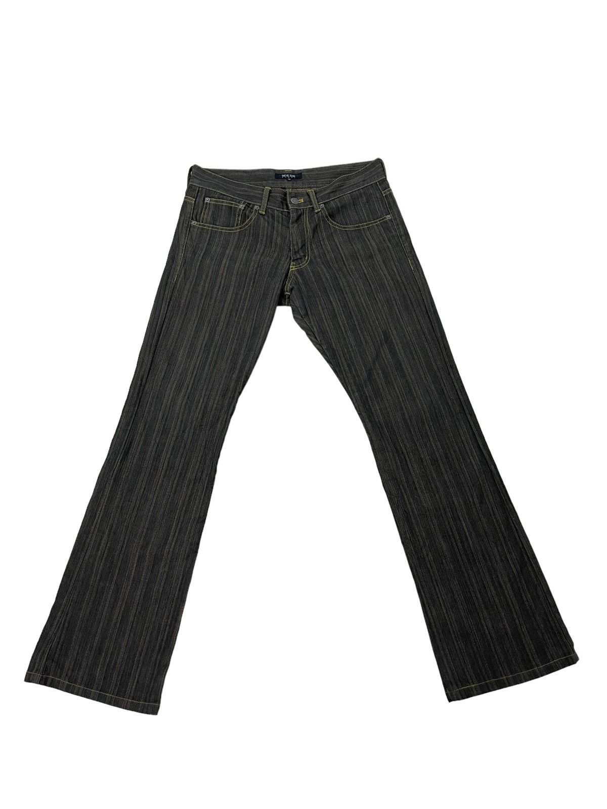 Japanese Brand Flare Jeans Michel Klein Striped Stretch Low Rise 2🟦1 Size US 30 / EU 46 - 2 Thumbnail