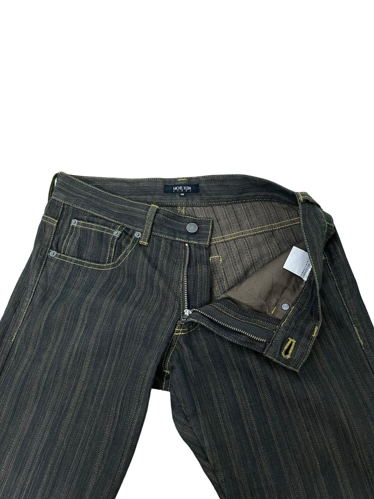 Japanese Brand Flare Jeans Michel Klein Striped Stretch Low Rise 2🟦1 Size US 30 / EU 46 - 10 Thumbnail