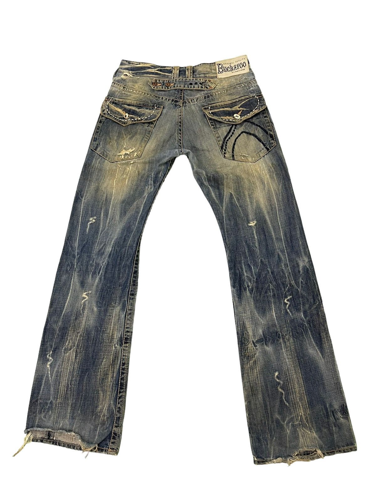 Japanese Brand Flare Jeans Buckaroo Distress Acid Wash Low Rise 2🟦1 Size US 31 - 12 Thumbnail