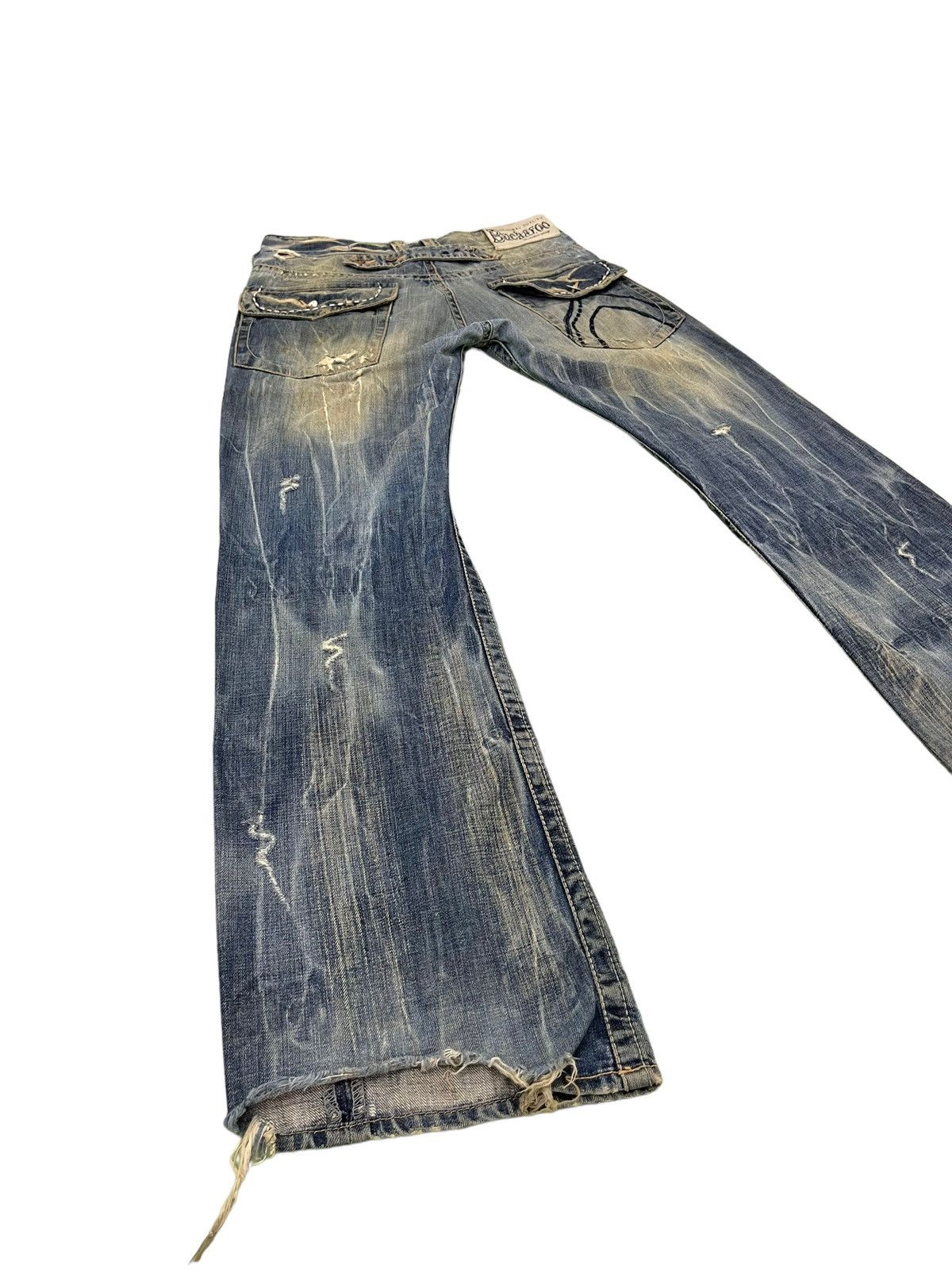 Japanese Brand Flare Jeans Buckaroo Distress Acid Wash Low Rise 2🟦1 Size US 31 - 13 Thumbnail