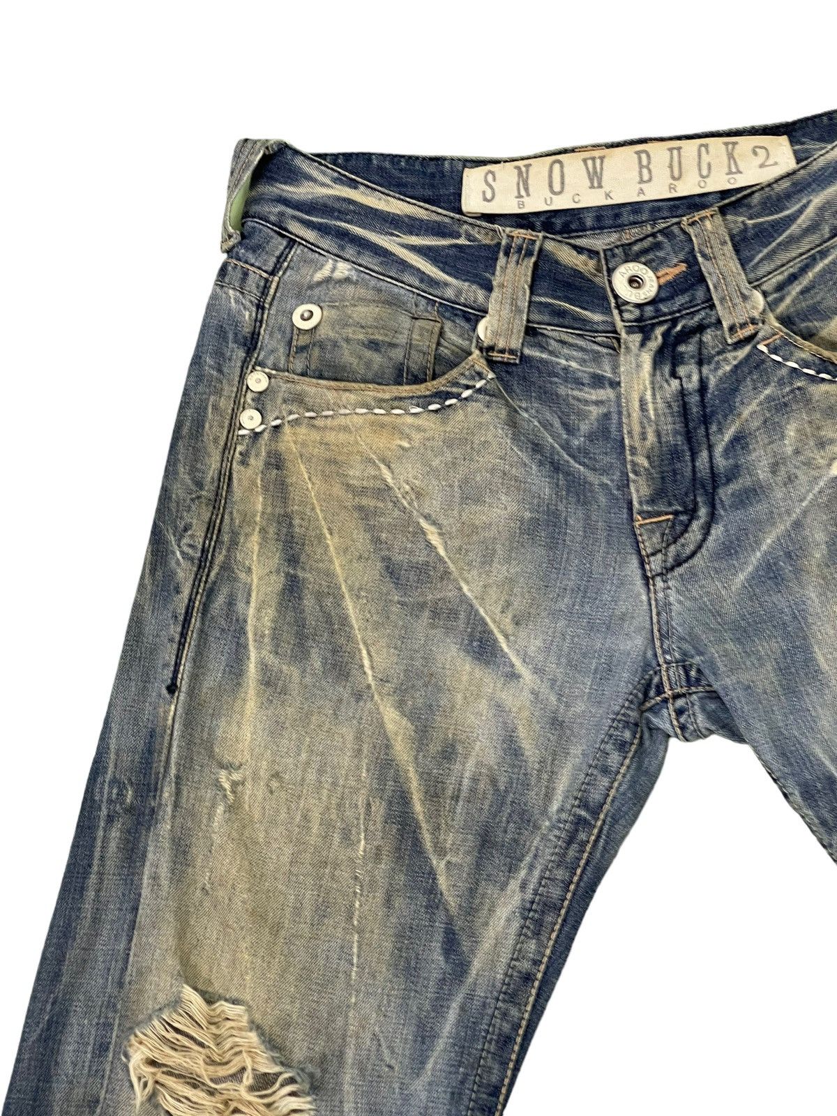 Japanese Brand Flare Jeans Buckaroo Distress Acid Wash Low Rise 2🟦1 Size US 31 - 8 Thumbnail