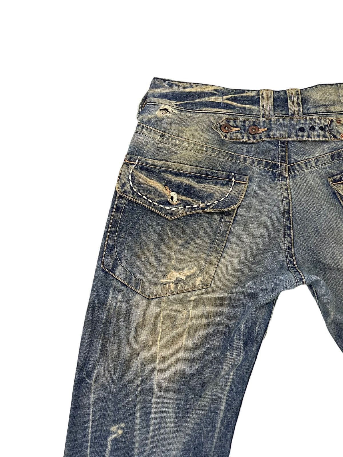 Japanese Brand Flare Jeans Buckaroo Distress Acid Wash Low Rise 2🟦1 Size US 31 - 19 Thumbnail