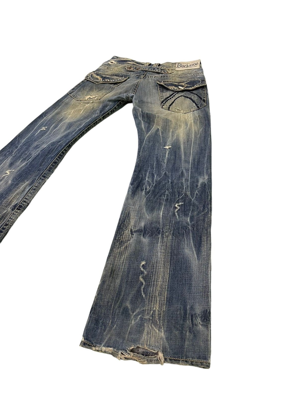 Japanese Brand Flare Jeans Buckaroo Distress Acid Wash Low Rise 2🟦1 Size US 31 - 14 Thumbnail