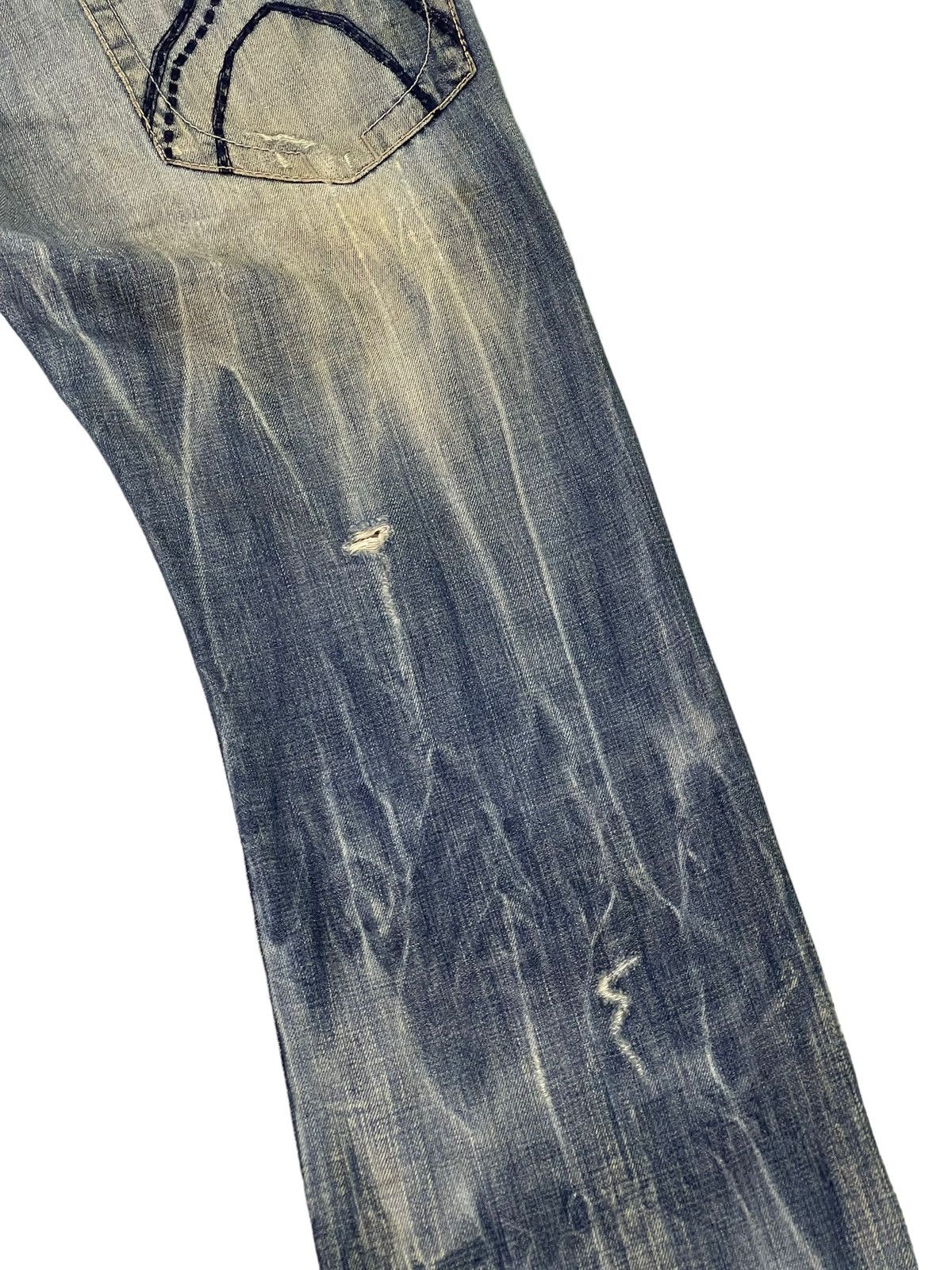 Japanese Brand Flare Jeans Buckaroo Distress Acid Wash Low Rise 2🟦1 Size US 31 - 18 Thumbnail