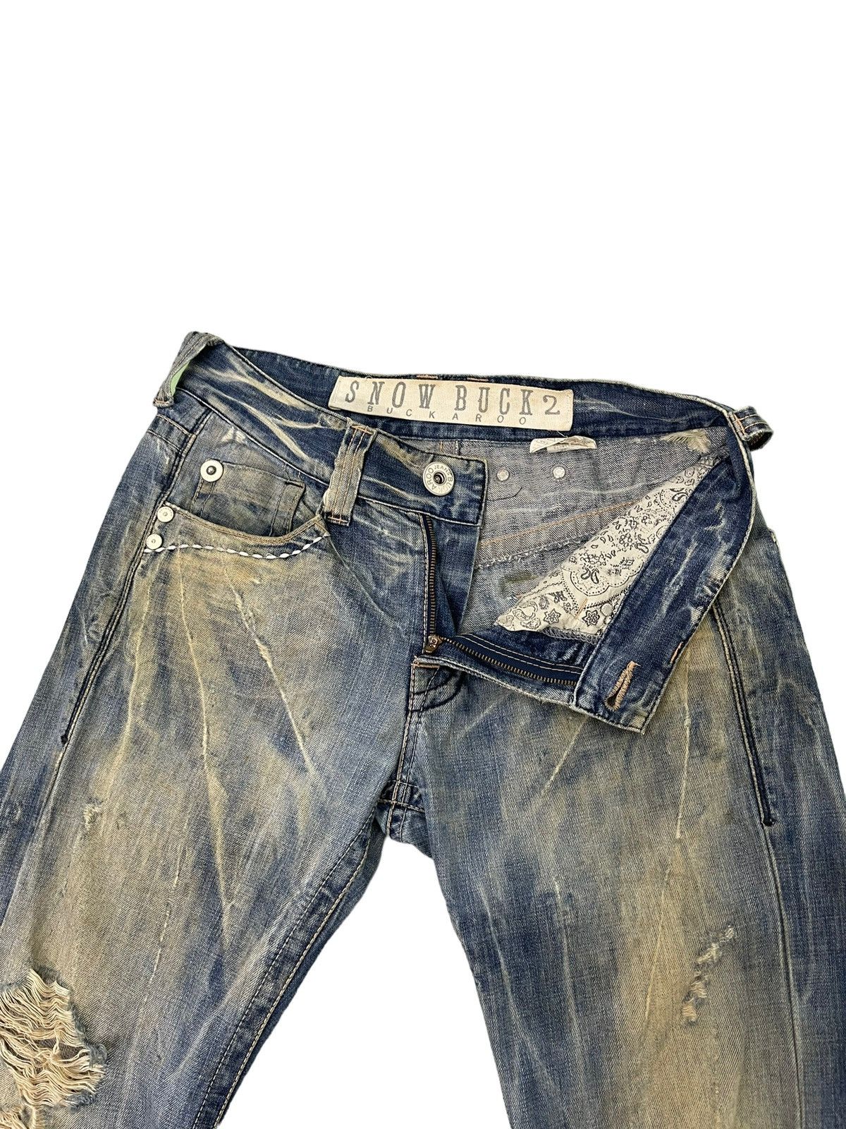 Japanese Brand Flare Jeans Buckaroo Distress Acid Wash Low Rise 2🟦1 Size US 31 - 11 Thumbnail