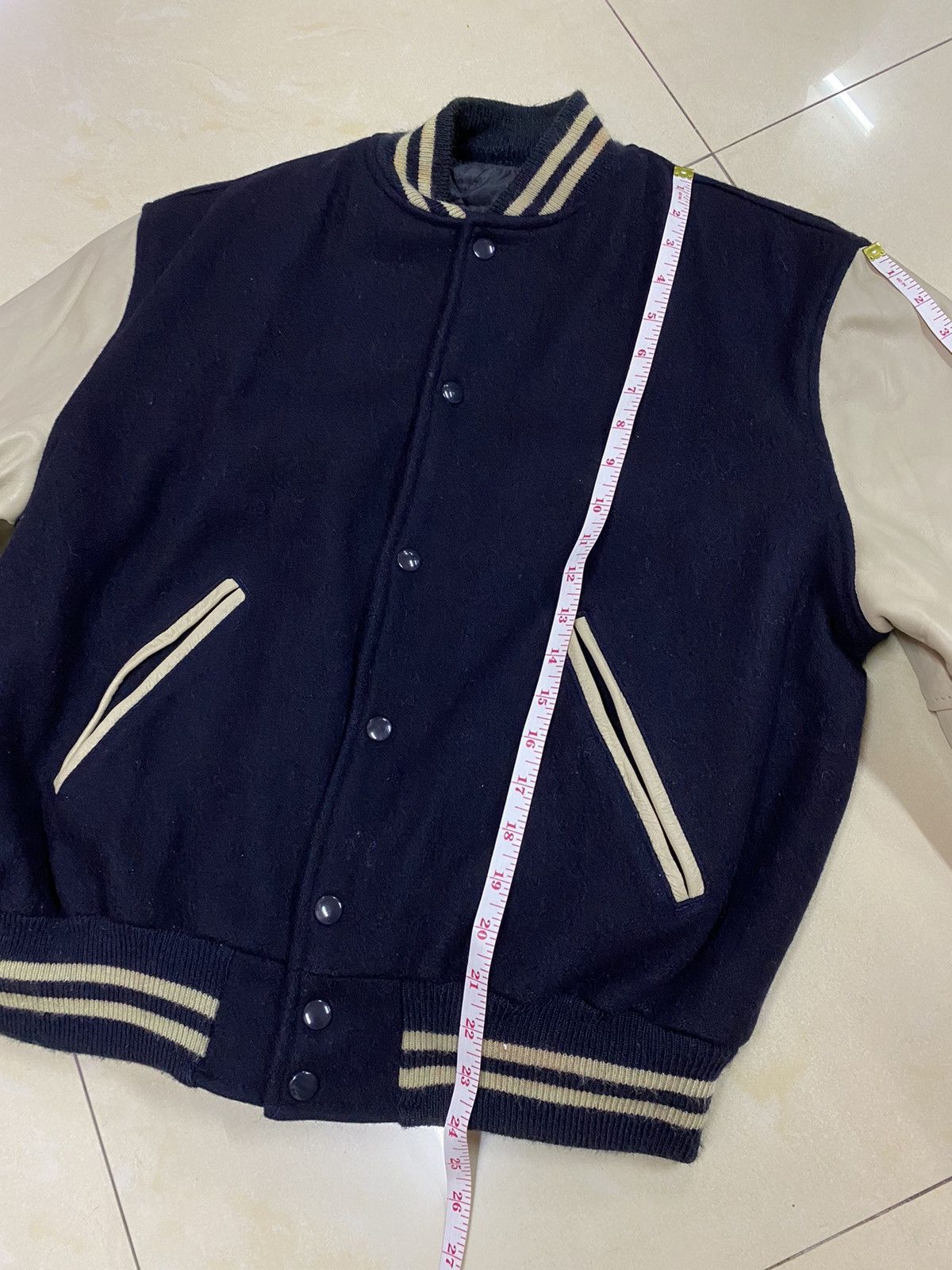 Leather Vintage Wool Leather Varsity Jacket Size US L / EU 52-54 / 3 - 15 Thumbnail