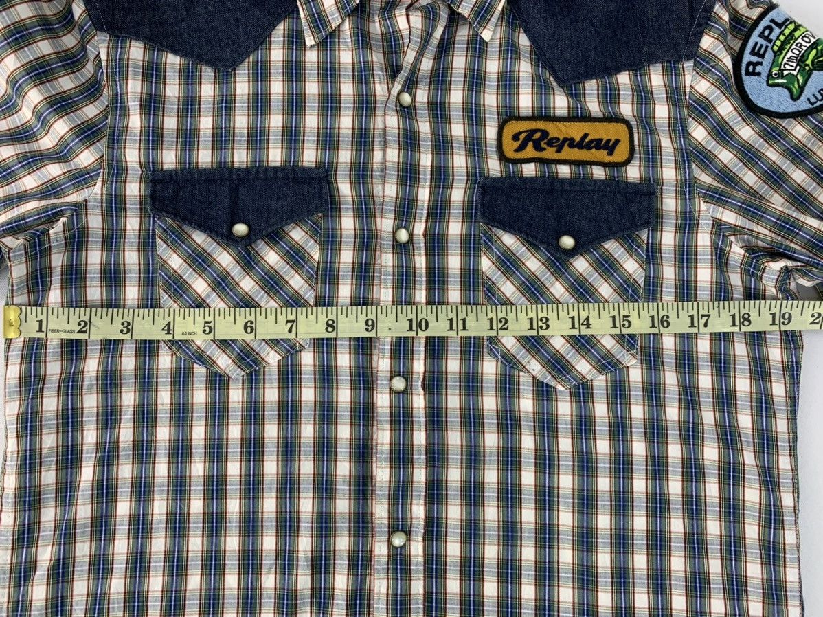 Replay Hype Replay Blue Jeans Checked Hooded Western Flannel Shirt Size US M / EU 48-50 / 2 - 6 Thumbnail