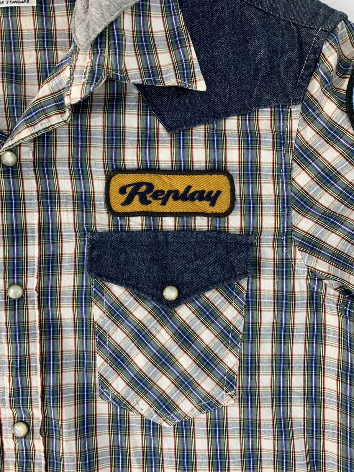 Replay Hype Replay Blue Jeans Checked Hooded Western Flannel Shirt Size US M / EU 48-50 / 2 - 4 Thumbnail
