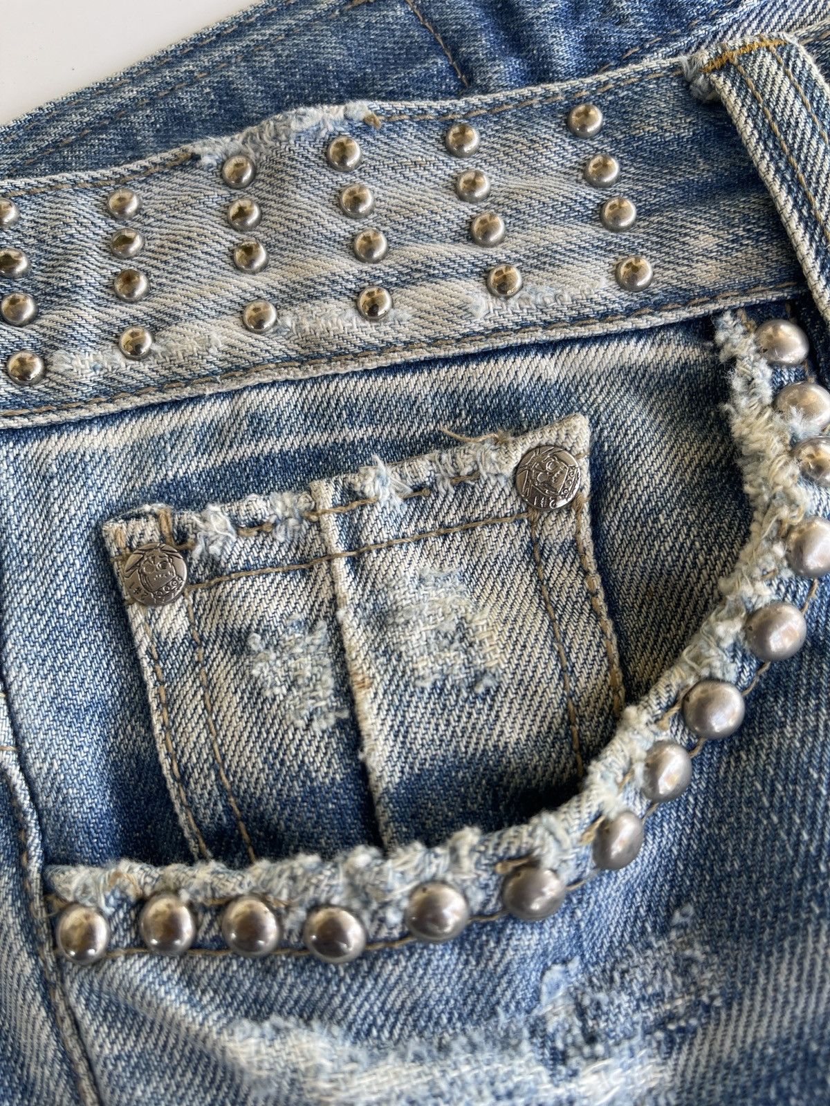 Japanese Brand Japanese Distressed Rusty Studded Denim Jeans Size US 31 - 10 Thumbnail
