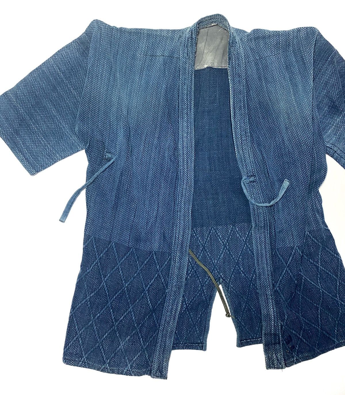Indigo Vtg Sashiko Blue Dyed Woven Distressed Kendo Kimono Jacket Size US M / EU 48-50 / 2 - 3 Thumbnail