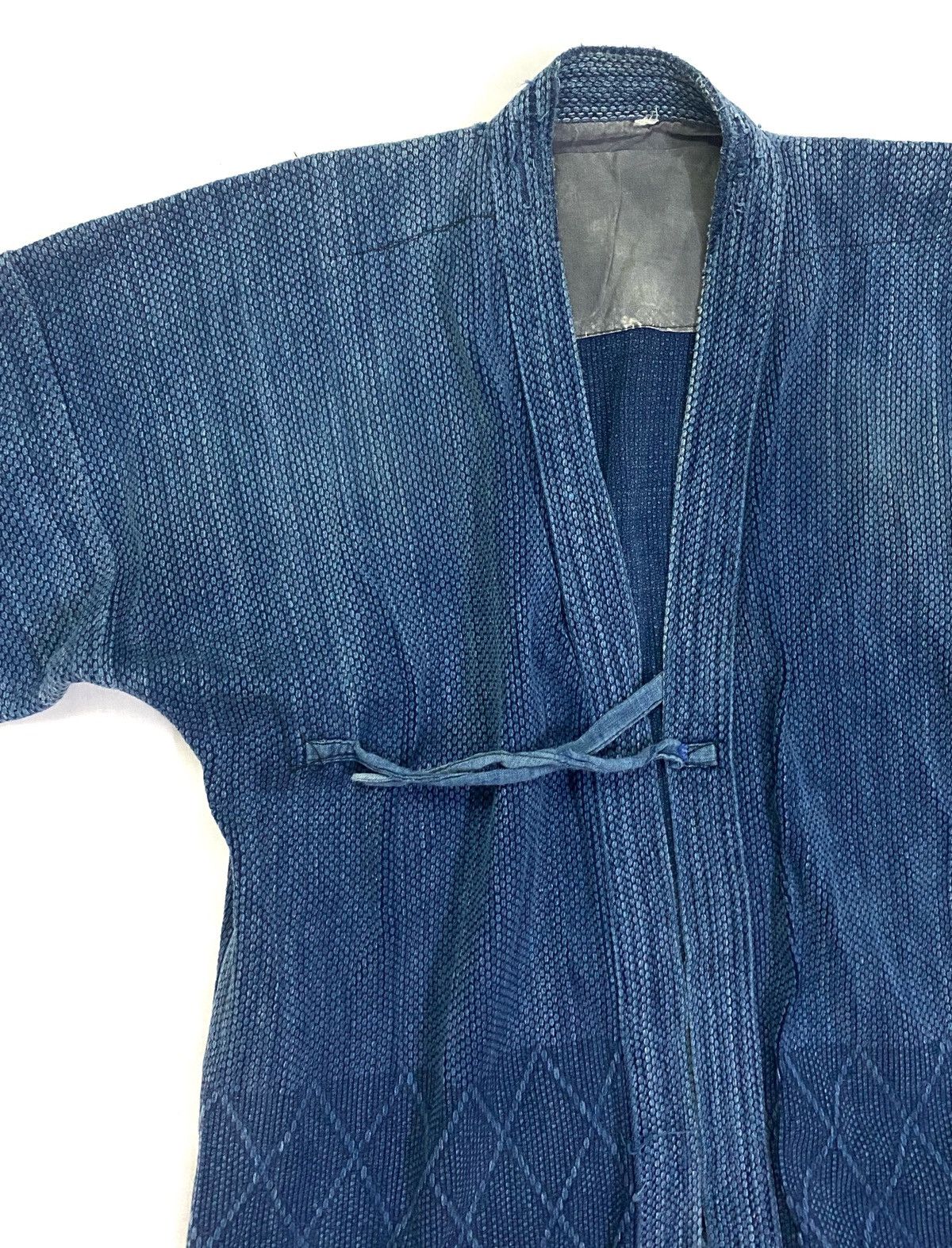 Indigo Vtg Sashiko Blue Dyed Woven Distressed Kendo Kimono Jacket Size US M / EU 48-50 / 2 - 4 Thumbnail
