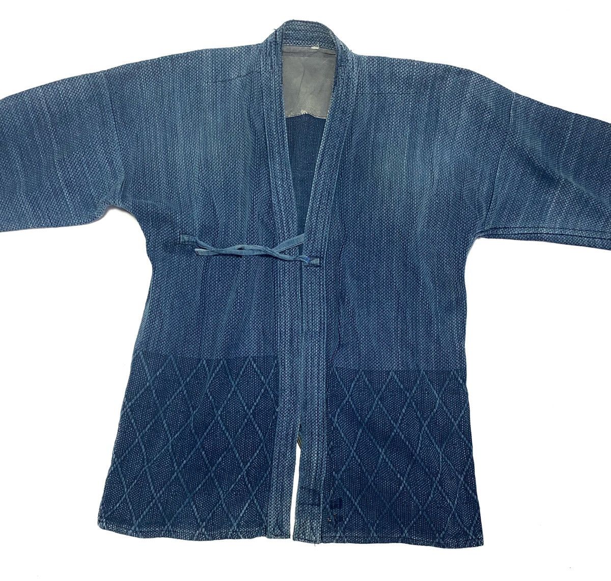 Indigo Vtg Sashiko Blue Dyed Woven Distressed Kendo Kimono Jacket Size US M / EU 48-50 / 2 - 2 Thumbnail