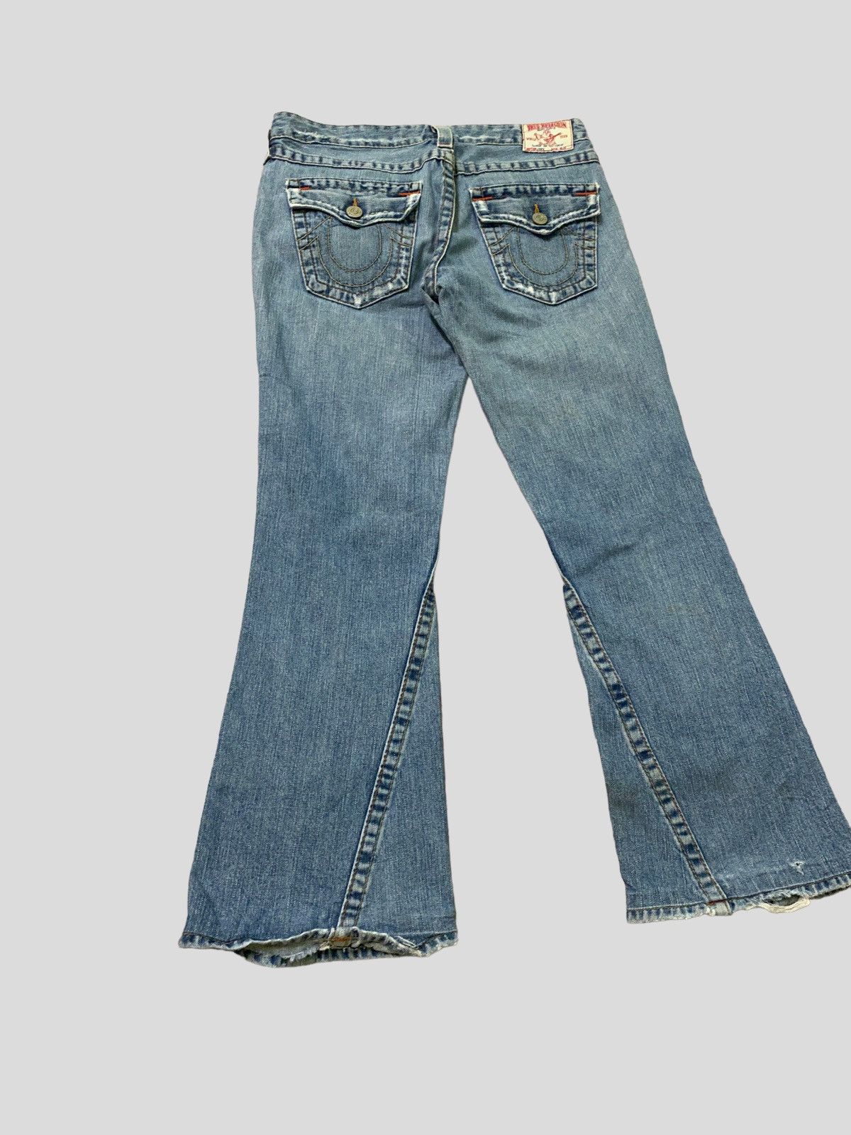 image of Flared True Religion Distressed Bootcut Denim S46K in Blue, Men's (Size 29)
