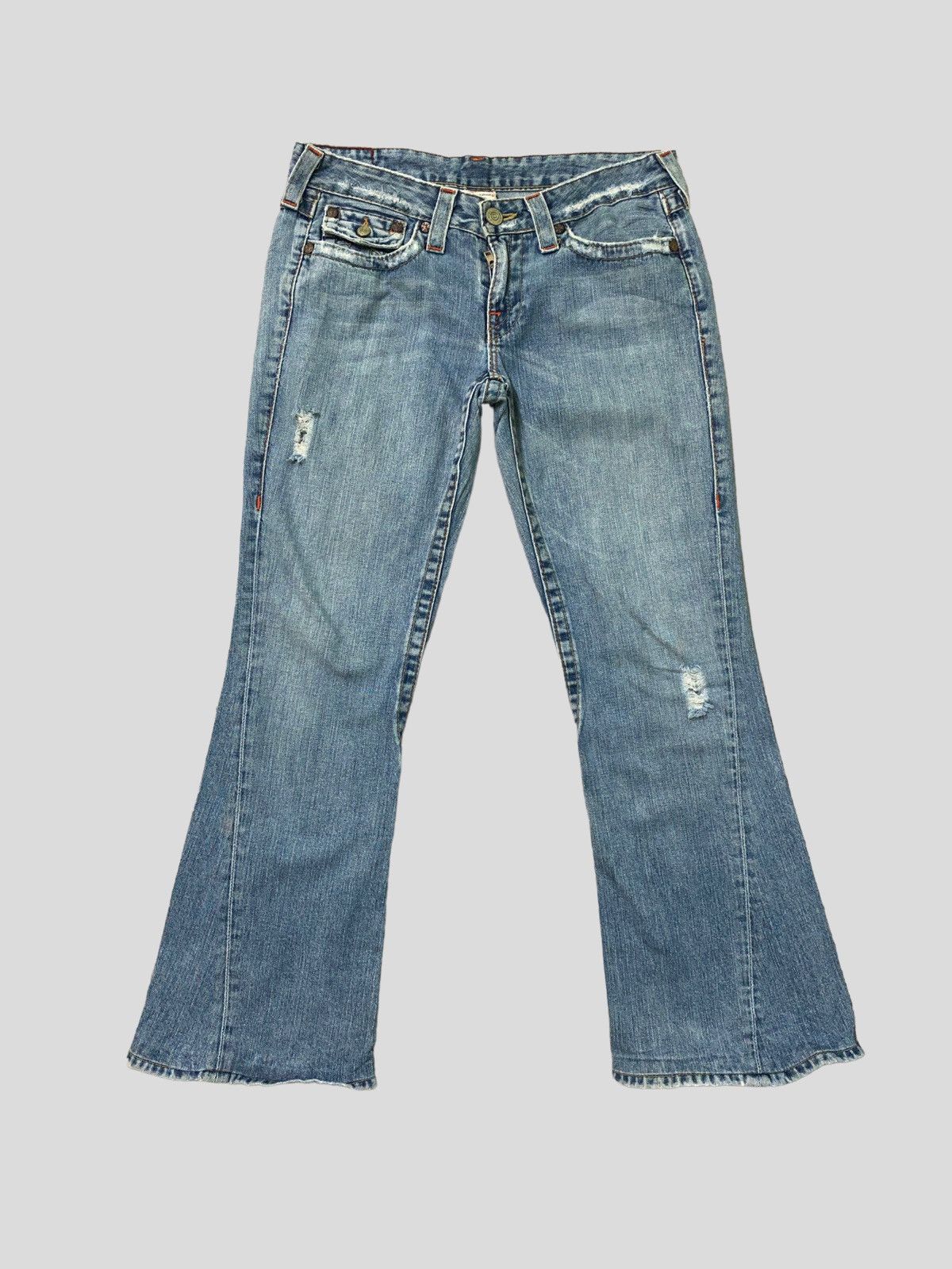 True Religion Flared TRUE RELIGION Distressed Bootcut Denim S46k Size US 29 - 3 Thumbnail