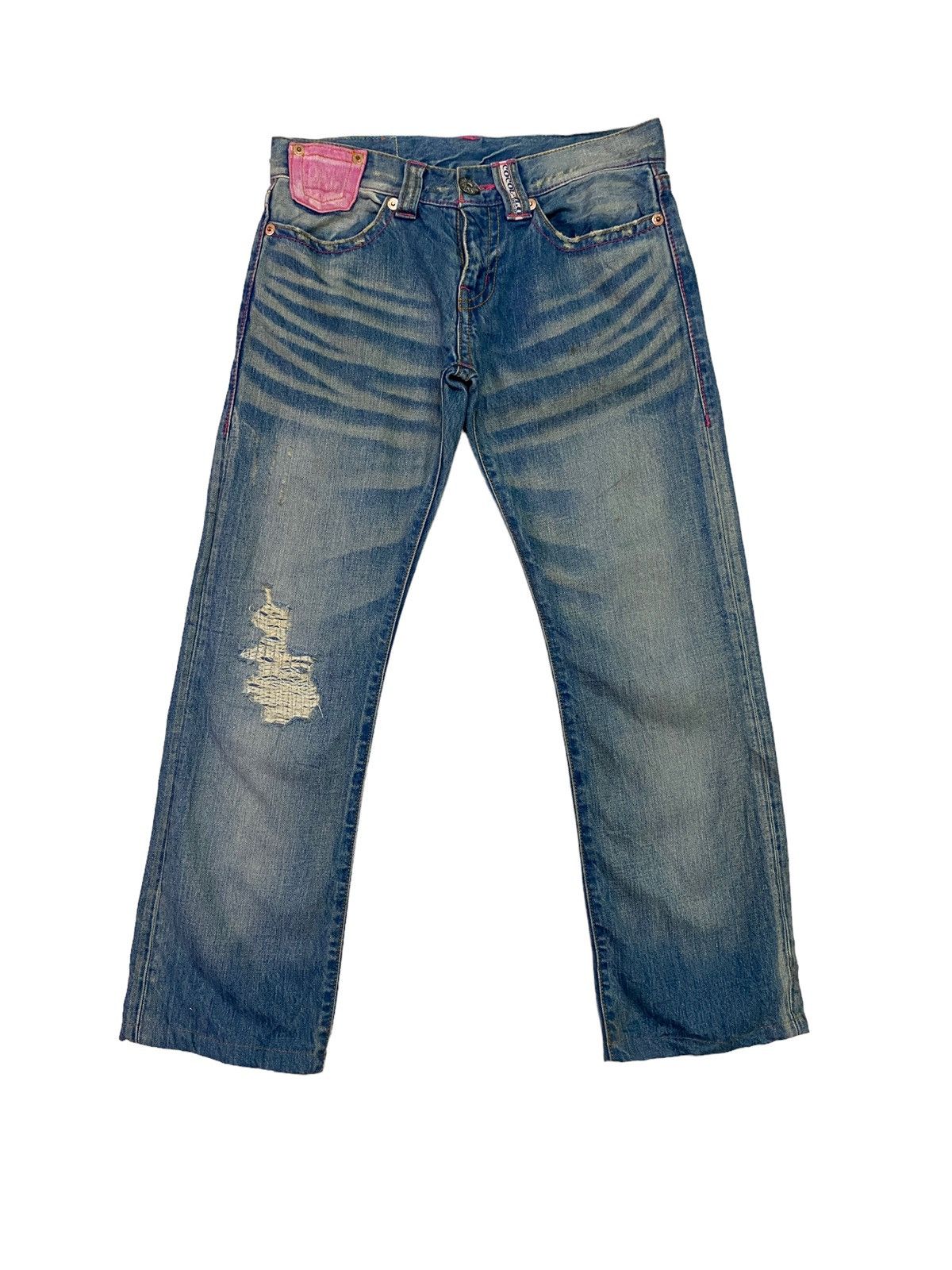 Japanese Brand × Vintage Vintage Distressed COCOLULU Pink Pocket Low Rise Denim S46k Size US 28 / EU 44 - 3 Thumbnail