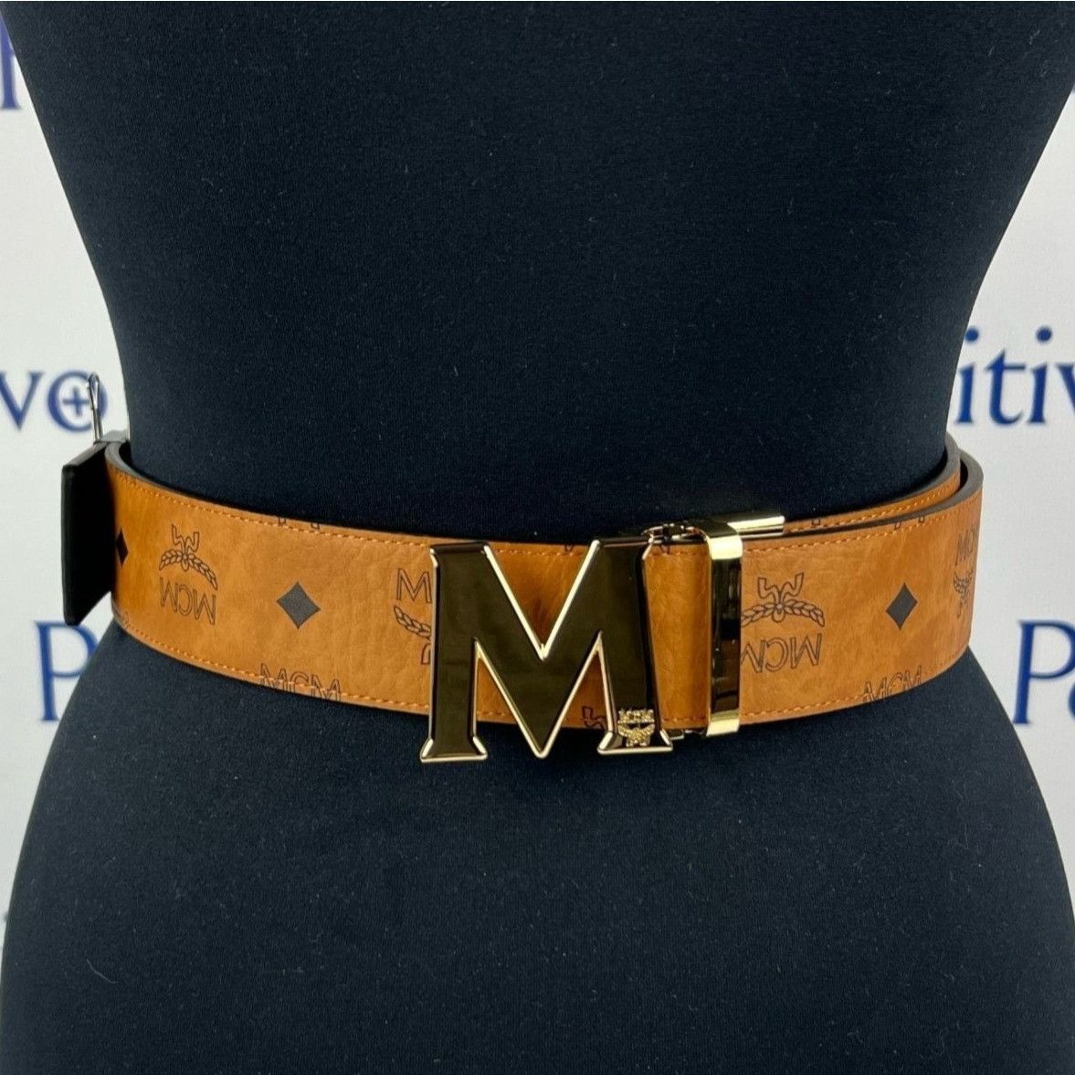 MCM Claus M Reversible Belt Monogram 1.75W 51In/130Cm Black in Leather with  Gold-tone - US