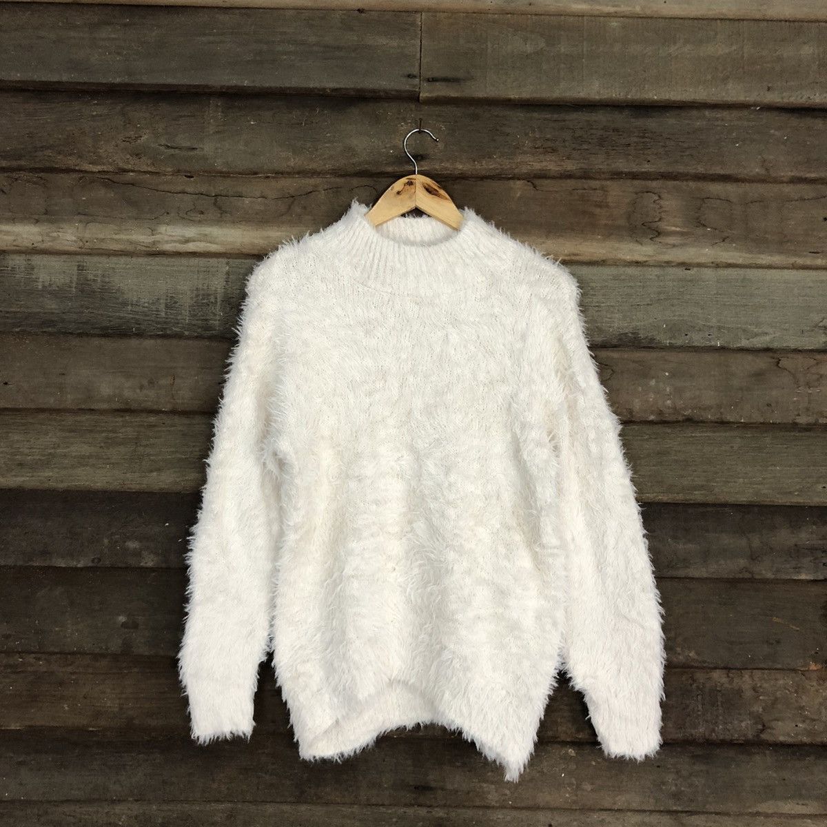 Homespun Knitwear DL GU Japan White fur fleece Mohair Shaggy Knitwear #c1099 Size US M / EU 48-50 / 2 - 1 Thumbnail