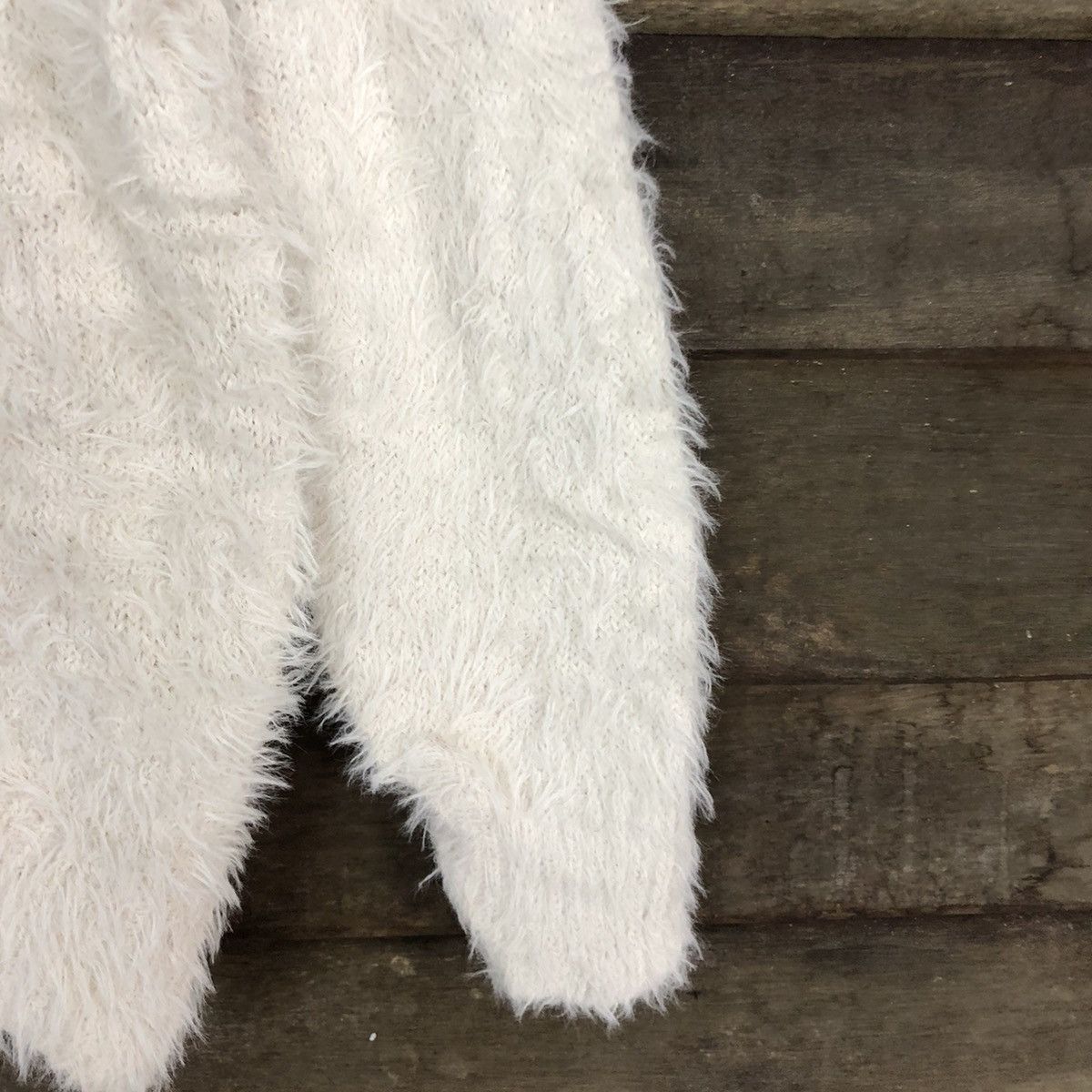 Homespun Knitwear DL GU Japan White fur fleece Mohair Shaggy Knitwear #c1099 Size US M / EU 48-50 / 2 - 4 Thumbnail