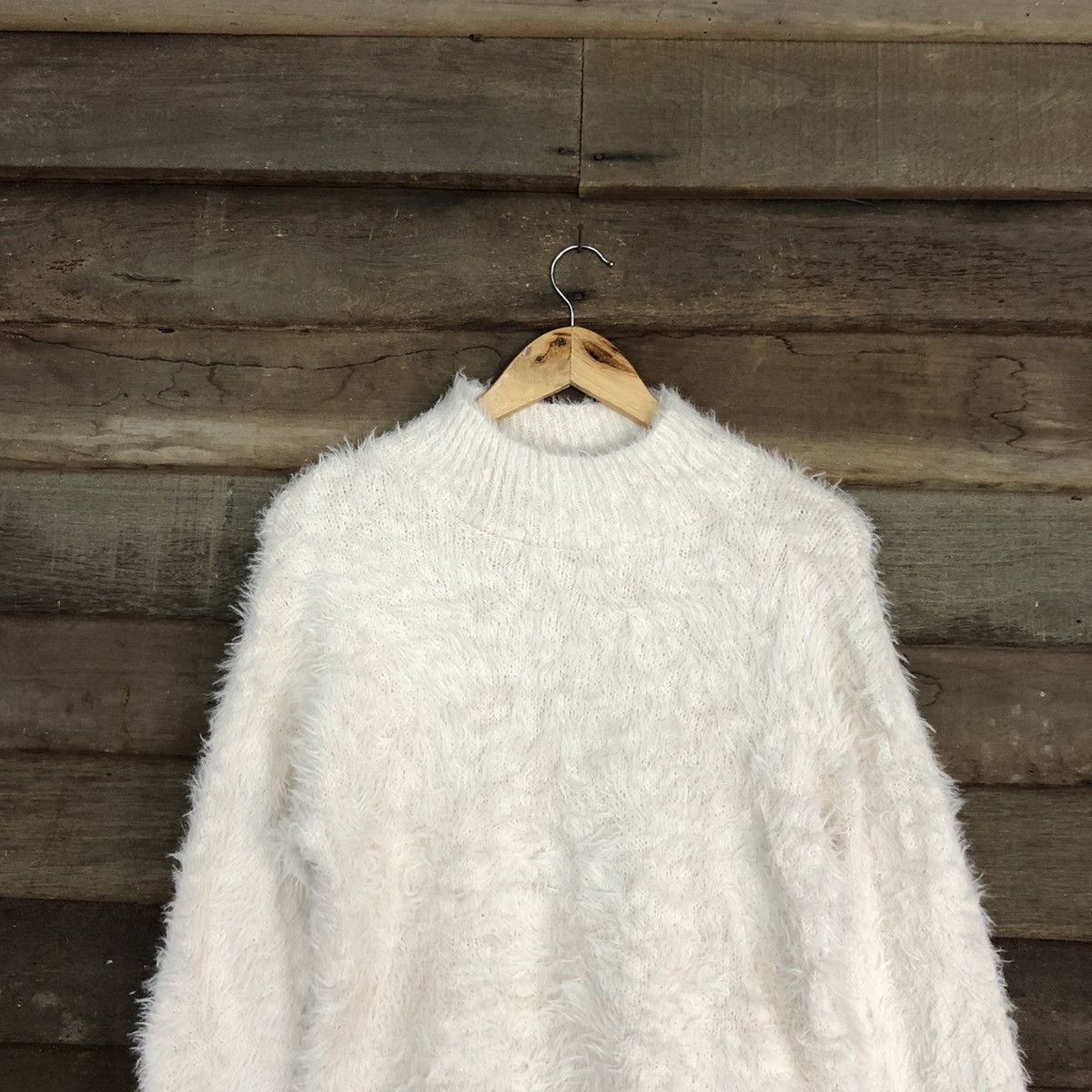 Homespun Knitwear DL GU Japan White fur fleece Mohair Shaggy Knitwear #c1099 Size US M / EU 48-50 / 2 - 2 Thumbnail