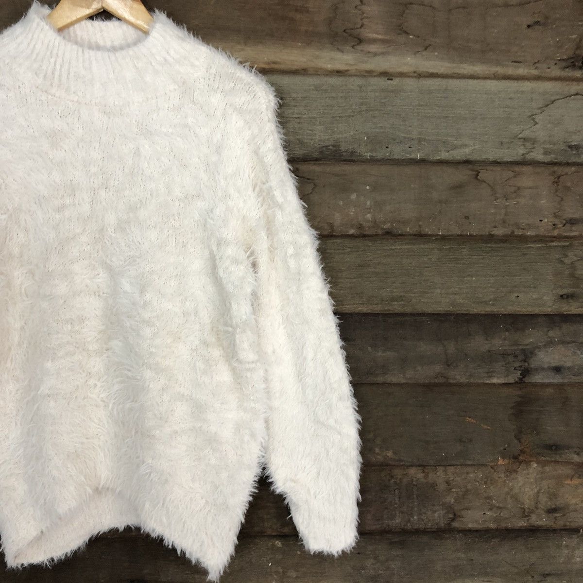 Homespun Knitwear DL GU Japan White fur fleece Mohair Shaggy Knitwear #c1099 Size US M / EU 48-50 / 2 - 5 Thumbnail
