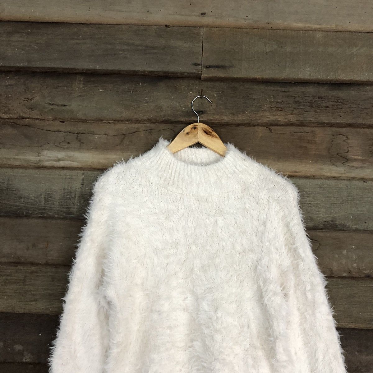 Homespun Knitwear DL GU Japan White fur fleece Mohair Shaggy Knitwear #c1099 Size US M / EU 48-50 / 2 - 9 Thumbnail