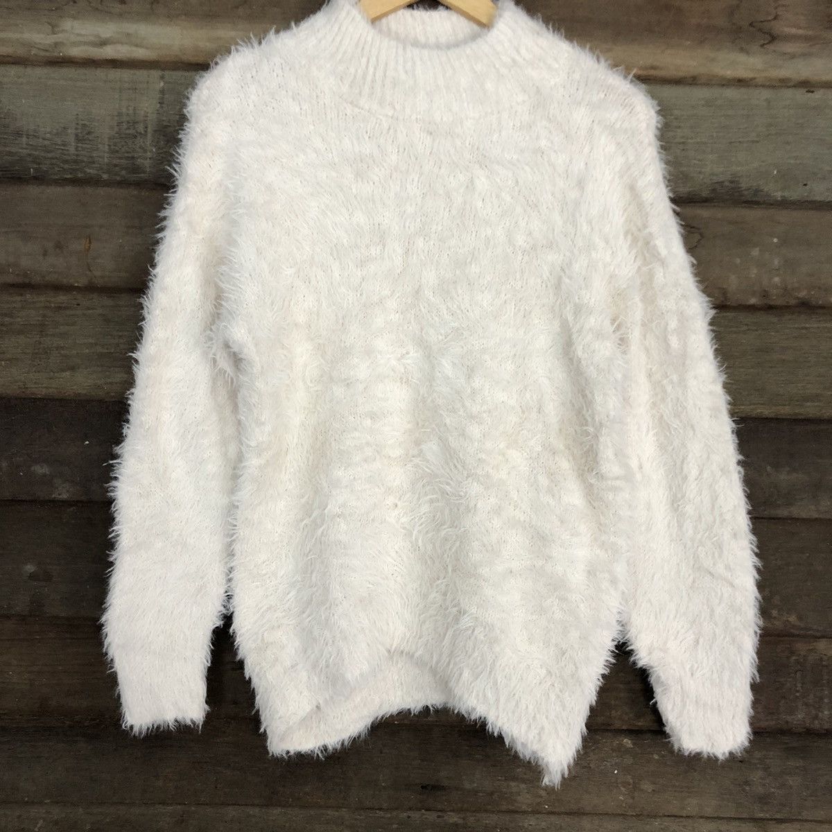 Homespun Knitwear DL GU Japan White fur fleece Mohair Shaggy Knitwear #c1099 Size US M / EU 48-50 / 2 - 8 Thumbnail