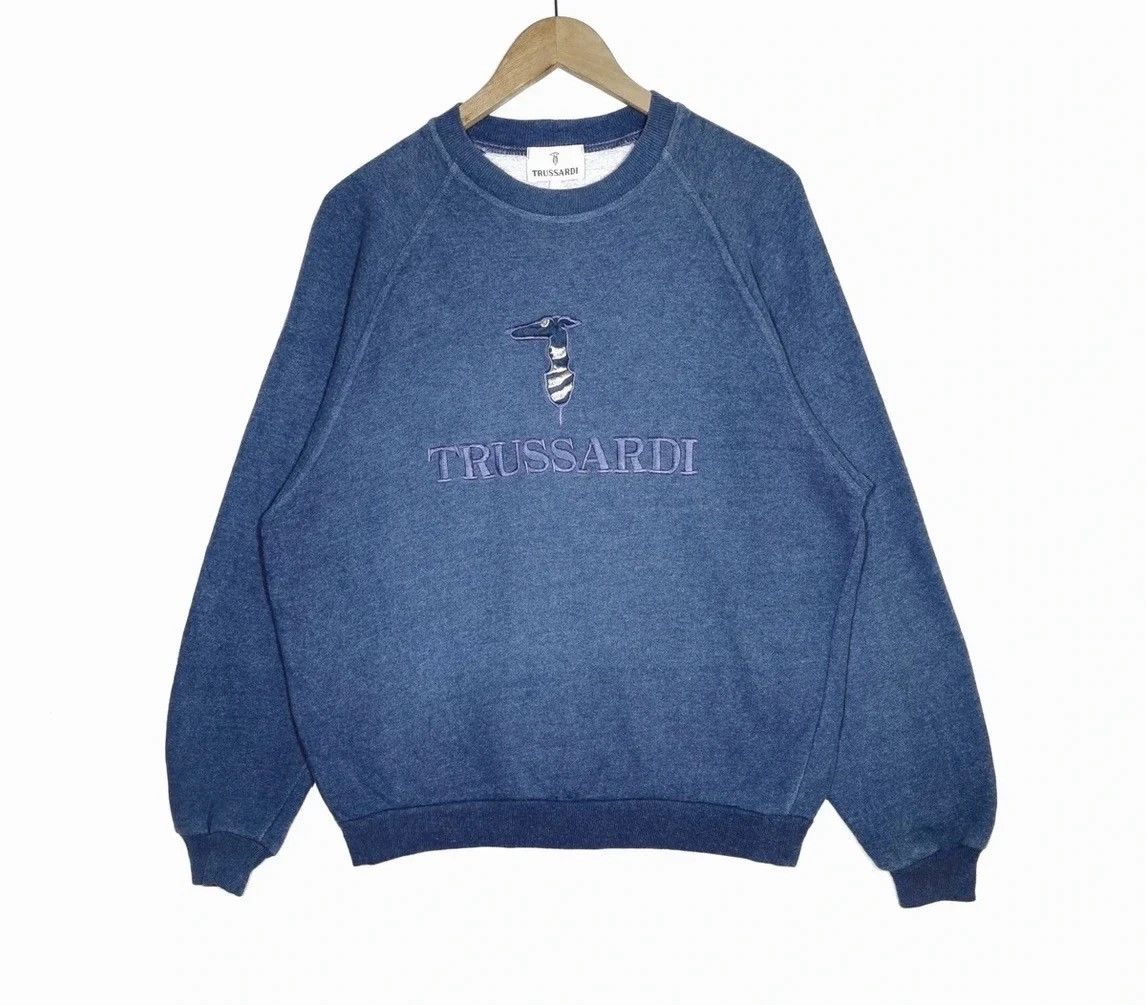 Trussardi × Vintage Trussardi Crewneck Sweatshirt Spellout Made In Italy Size US M / EU 48-50 / 2 - 1 Thumbnail