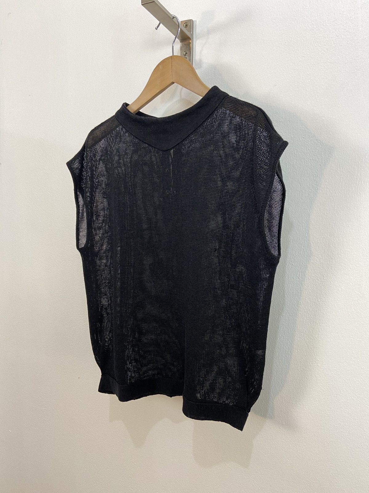 image of Thierry Mugler Knit Mesh Lace Sleeveless Blouse in Black, Women's (Size Medium)