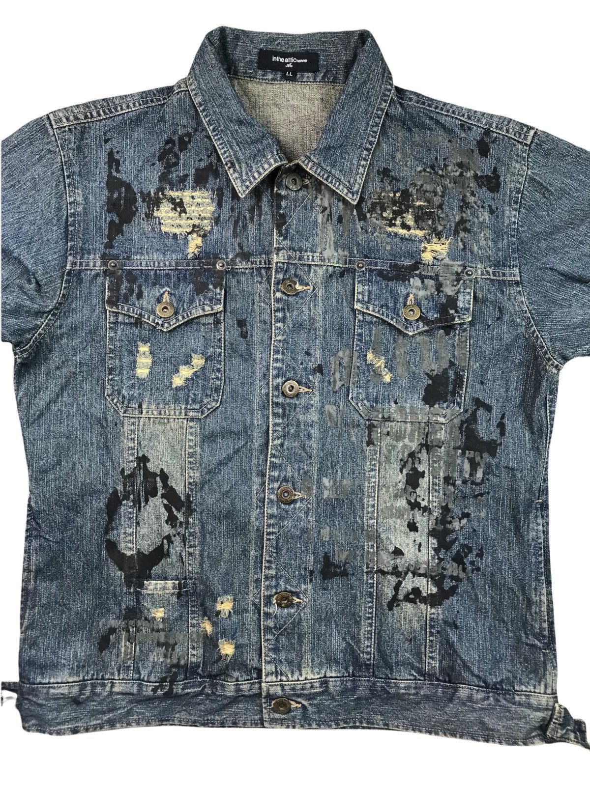 In The Attic IN THE ATTIC ART DISTRESSED DENIM JACKET Size US L / EU 52-54 / 3 - 4 Thumbnail
