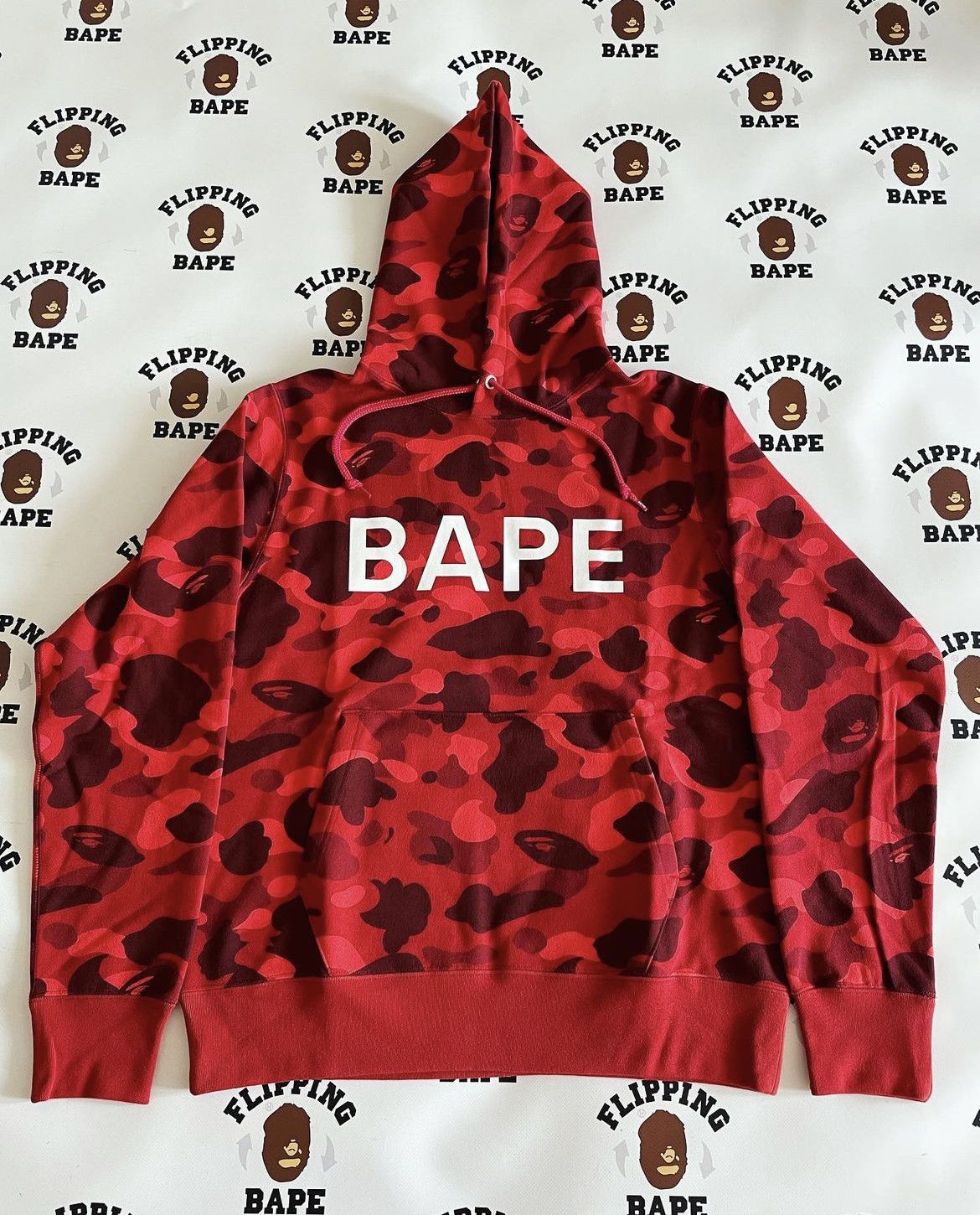 image of Bape Color Camo Bape Pullover Hoodie in Red, Men's (Size XL)