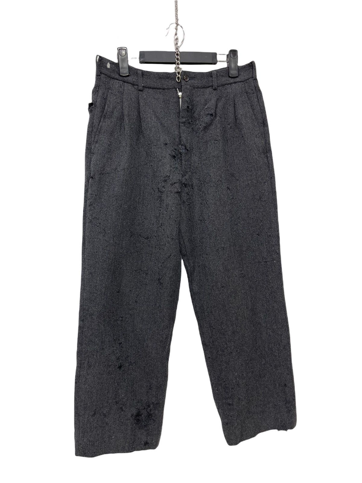 Comme des Garcons Vtg 90s CdgH Damaged Wool Wide Trouser 3🟦1 Size US 30 / EU 46 - 5 Thumbnail