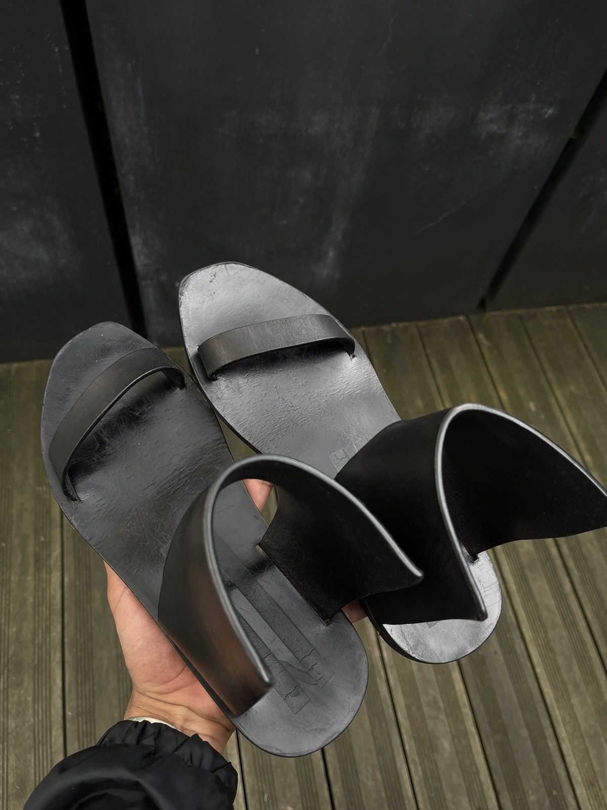 Rick Owens Rick Owens SS15 Faun Black Leather Sandals Size US 11 / IT 41 - 19 Thumbnail