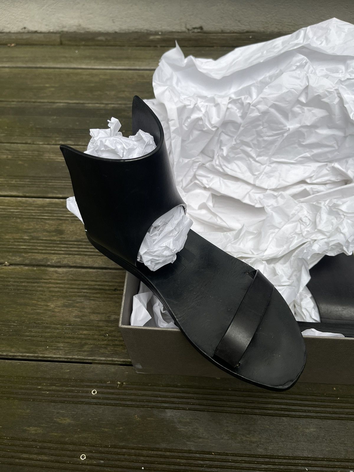 Rick Owens Rick Owens SS15 Faun Black Leather Sandals Size US 11 / IT 41 - 3 Thumbnail