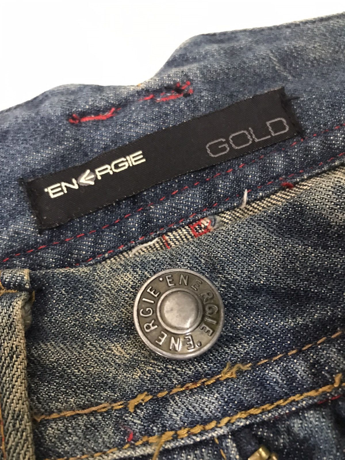 Energie 🇯🇵 ENERGIE Gold Faded Blue Distressed Denim Pant⚡️⚡️ Size US 30 / EU 46 - 14 Thumbnail