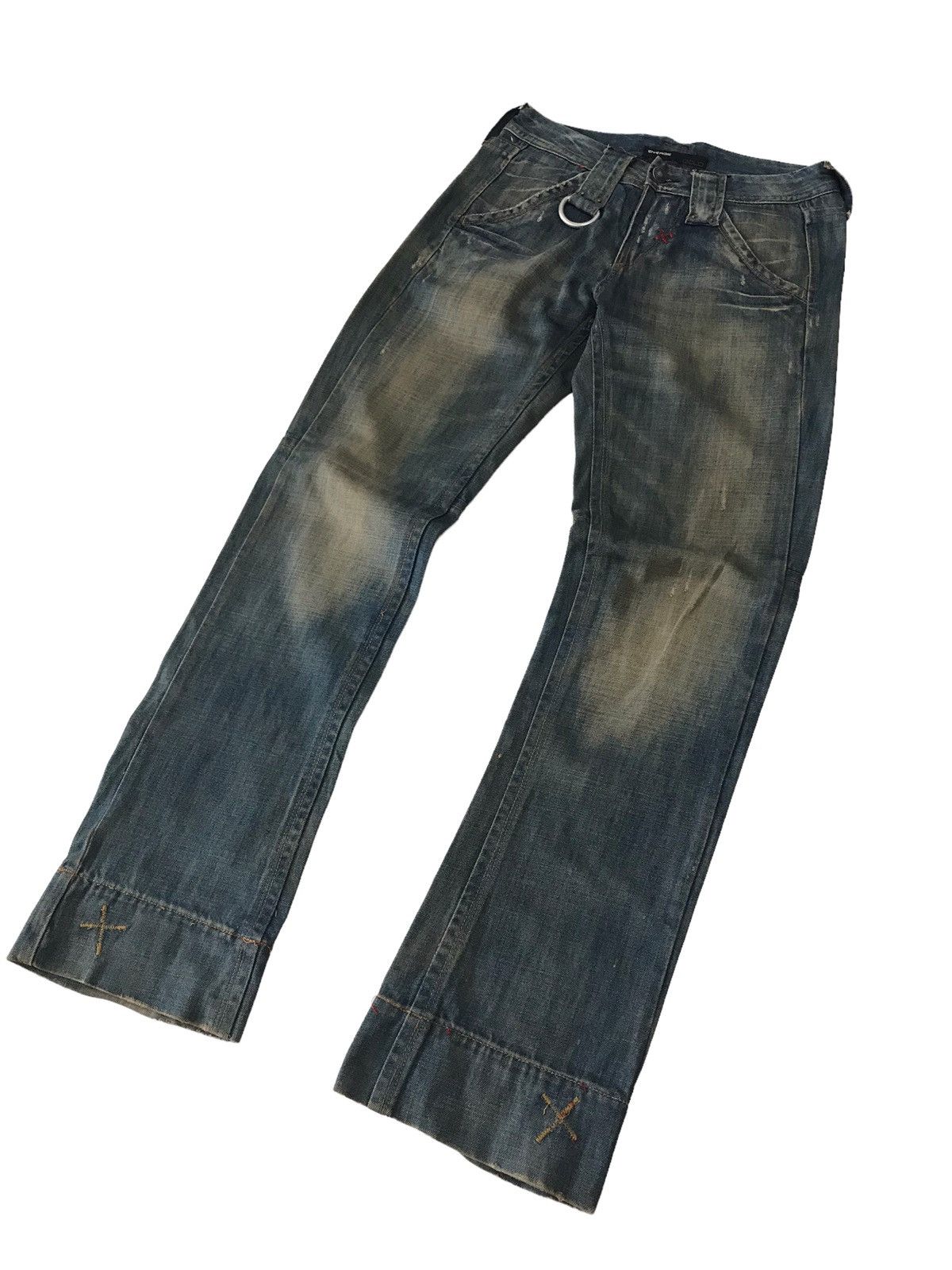 Energie 🇯🇵 ENERGIE Gold Faded Blue Distressed Denim Pant⚡️⚡️ Size US 30 / EU 46 - 4 Thumbnail