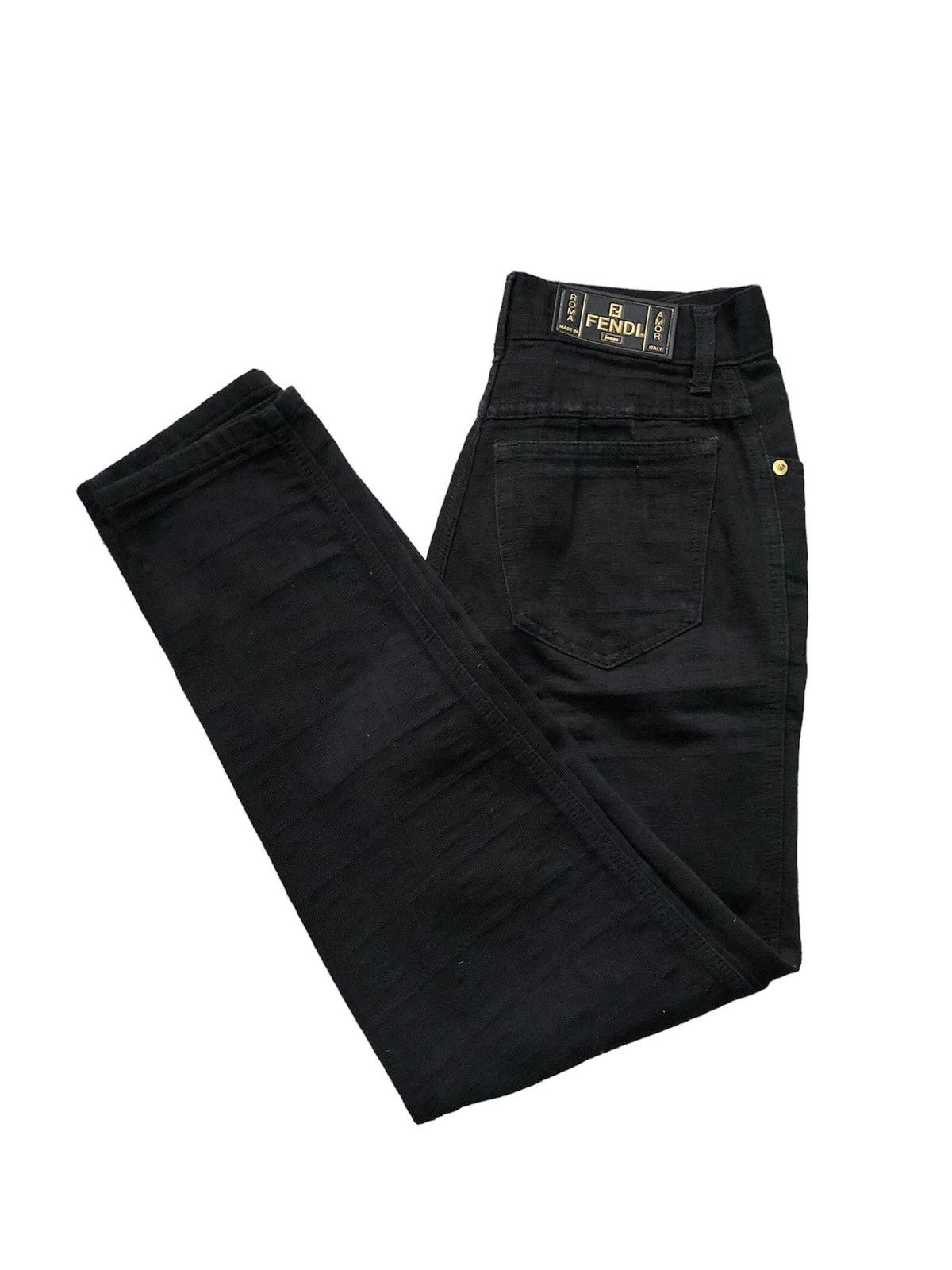 image of Vintage 90's Fendi Zucca Monogram Black High Waist Pants, Women's (Size 26)