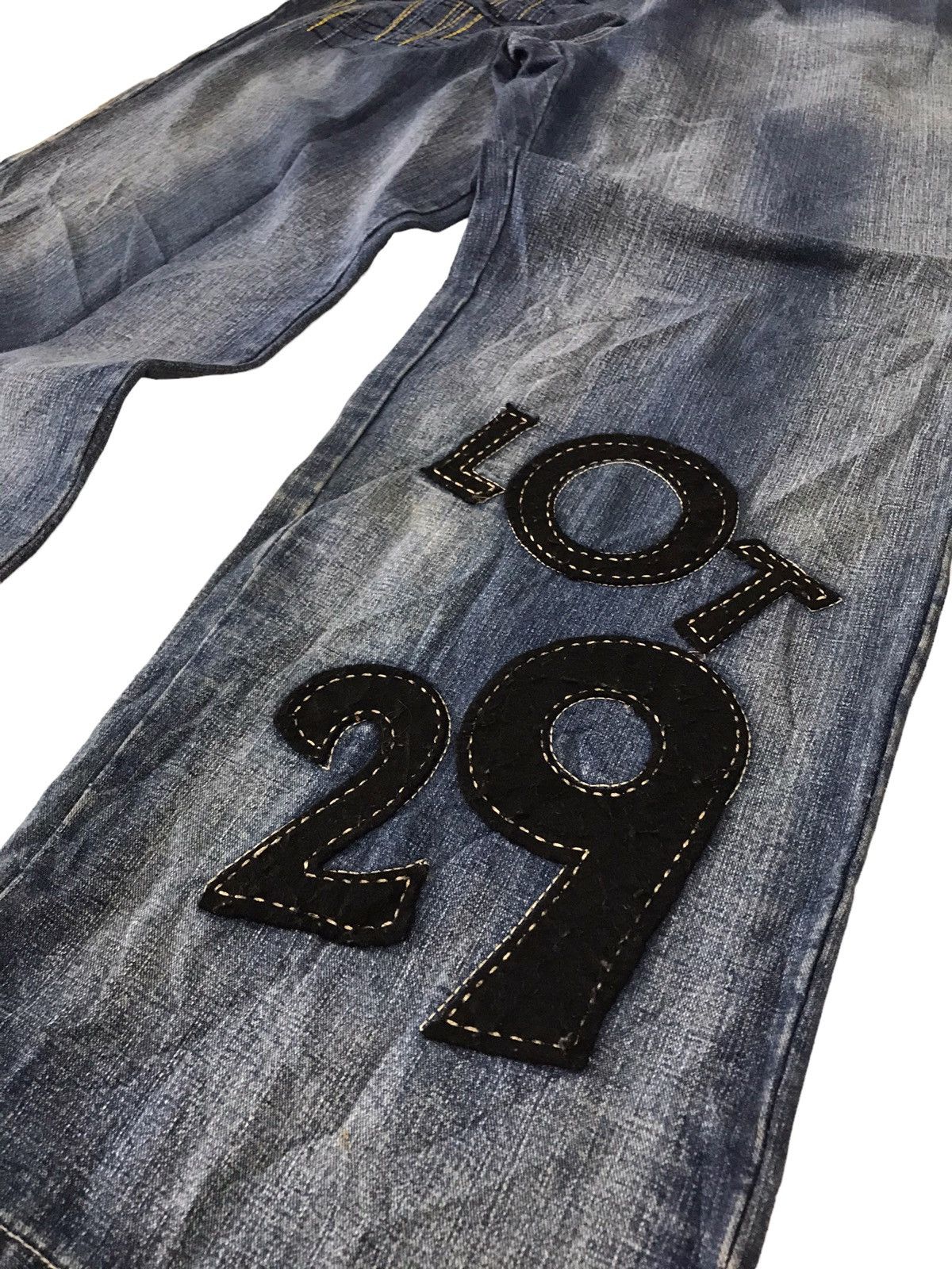 Beauty Beast Baggy🔥Lot 29 Tazmania Hip Hop Embroidery Denim Jeans ⚡️ Size US 35 - 7 Thumbnail