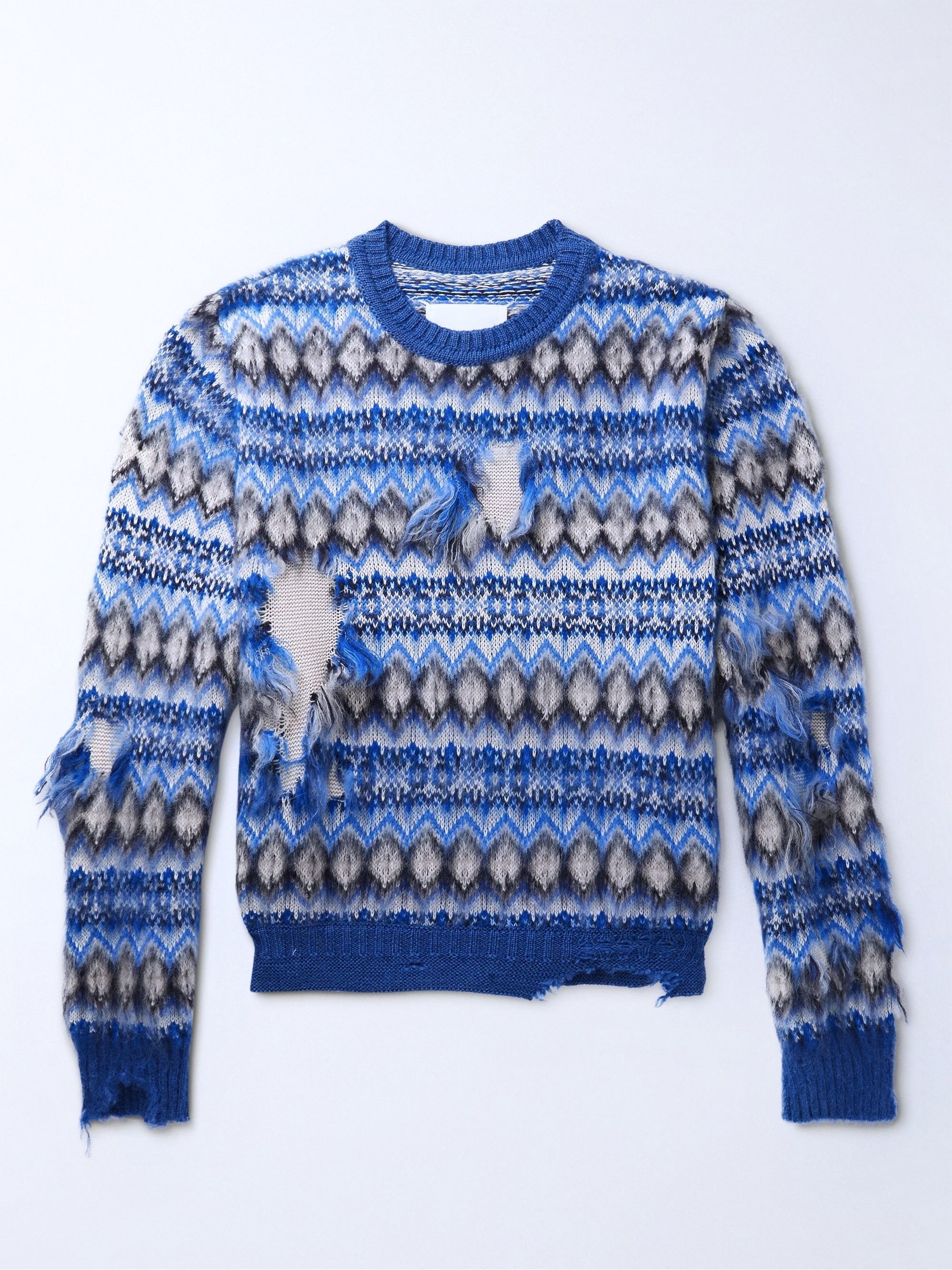 Maison Margiela NEW DISTRESSED FAIR ISLE CROPPED WOOL SWEATER Size US M / EU 48-50 / 2 - 2 Thumbnail