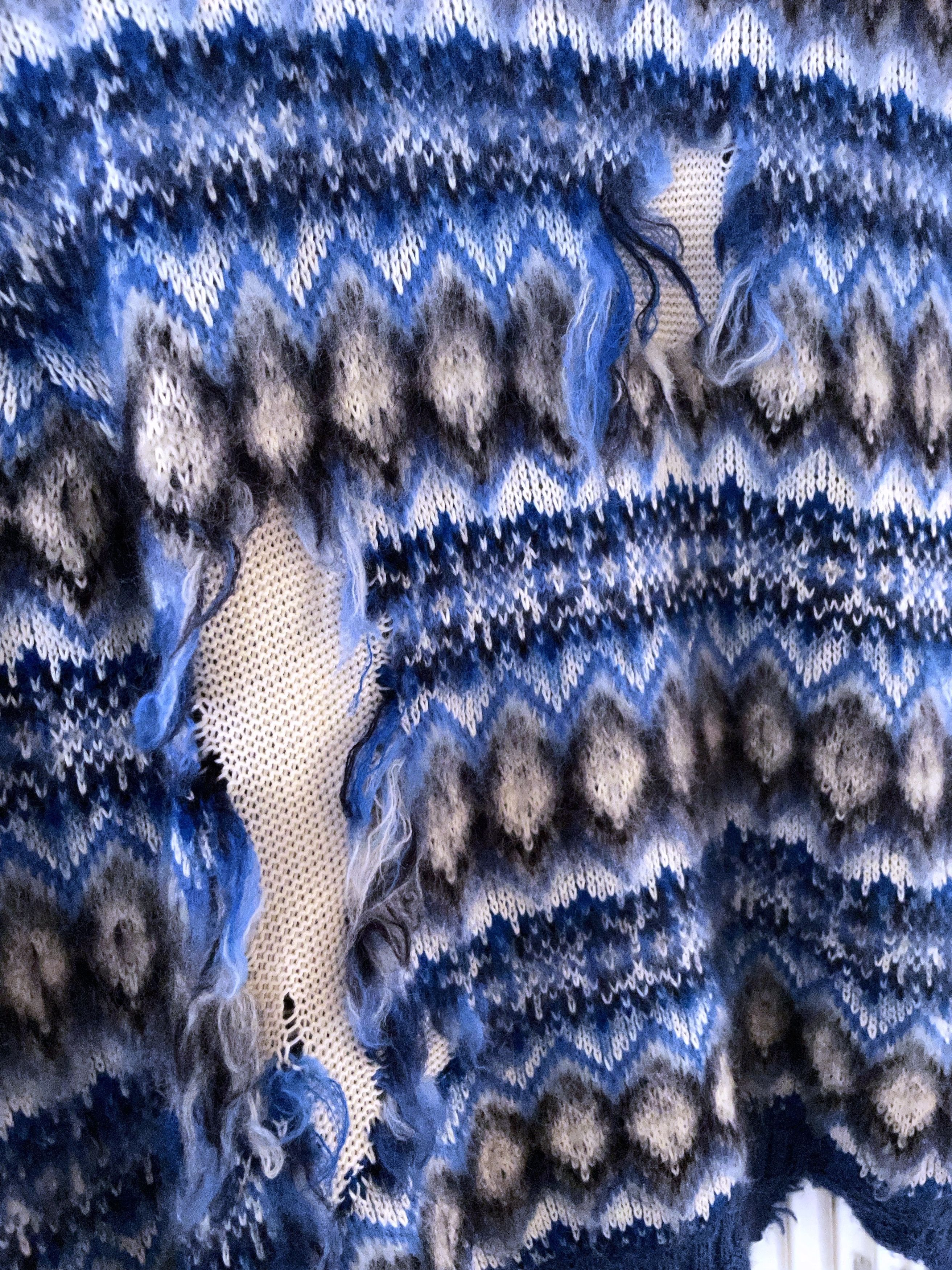 Maison Margiela NEW DISTRESSED FAIR ISLE CROPPED WOOL SWEATER Size US M / EU 48-50 / 2 - 10 Thumbnail