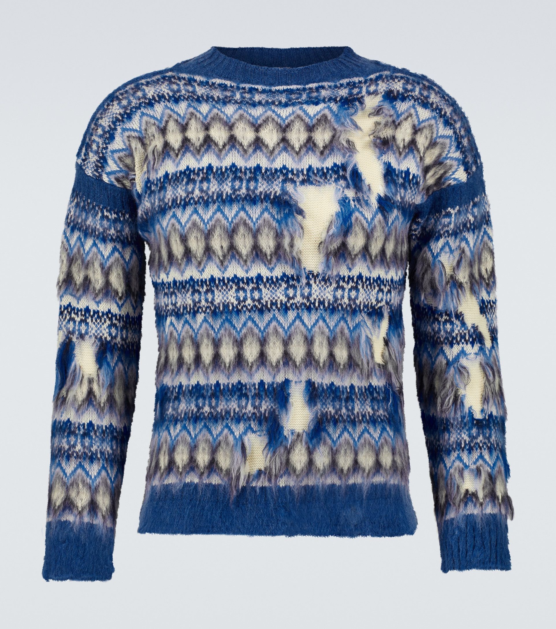 Maison Margiela NEW DISTRESSED FAIR ISLE CROPPED WOOL SWEATER Size US M / EU 48-50 / 2 - 14 Thumbnail