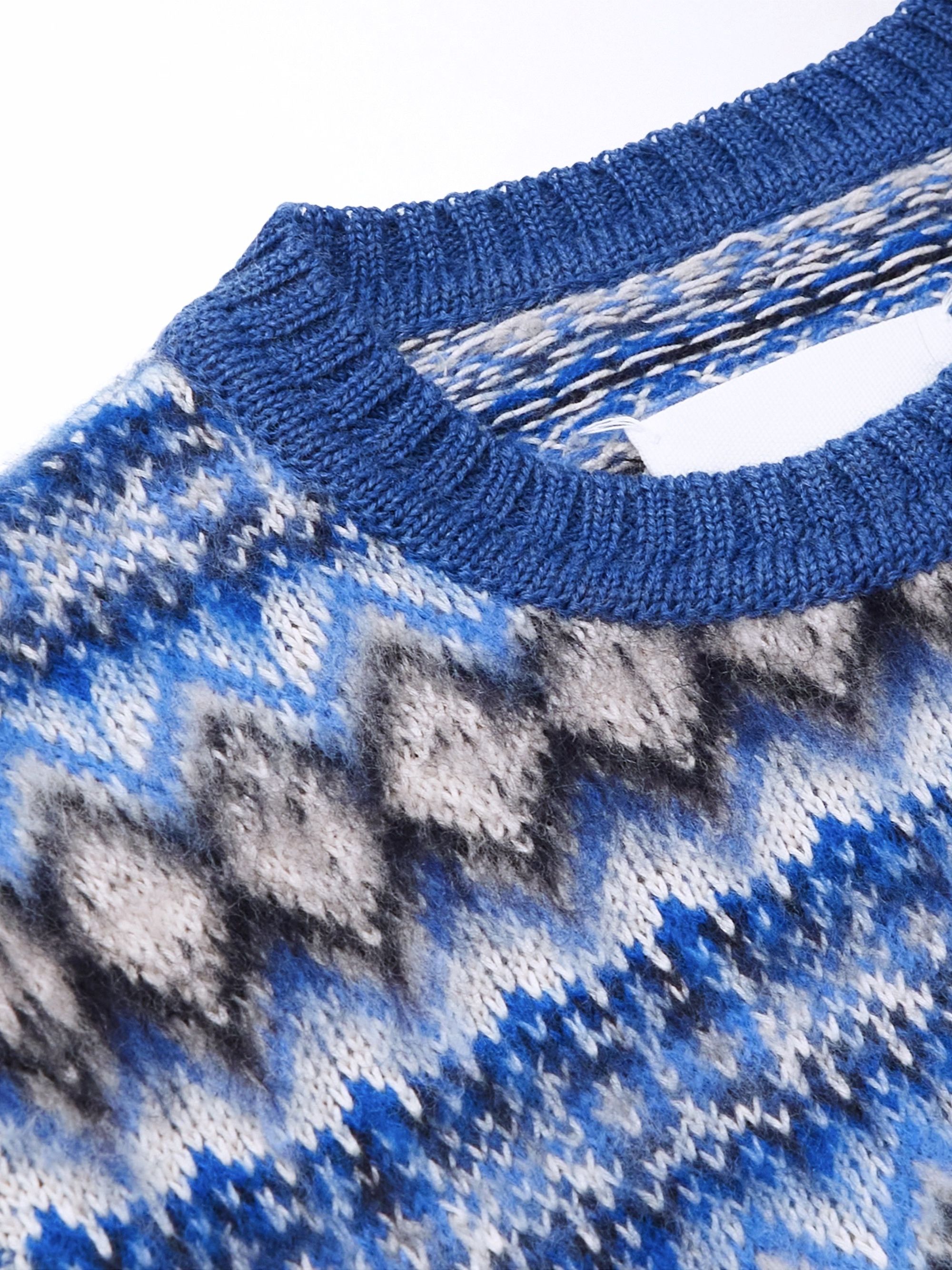 Maison Margiela NEW DISTRESSED FAIR ISLE CROPPED WOOL SWEATER Size US M / EU 48-50 / 2 - 20 Thumbnail