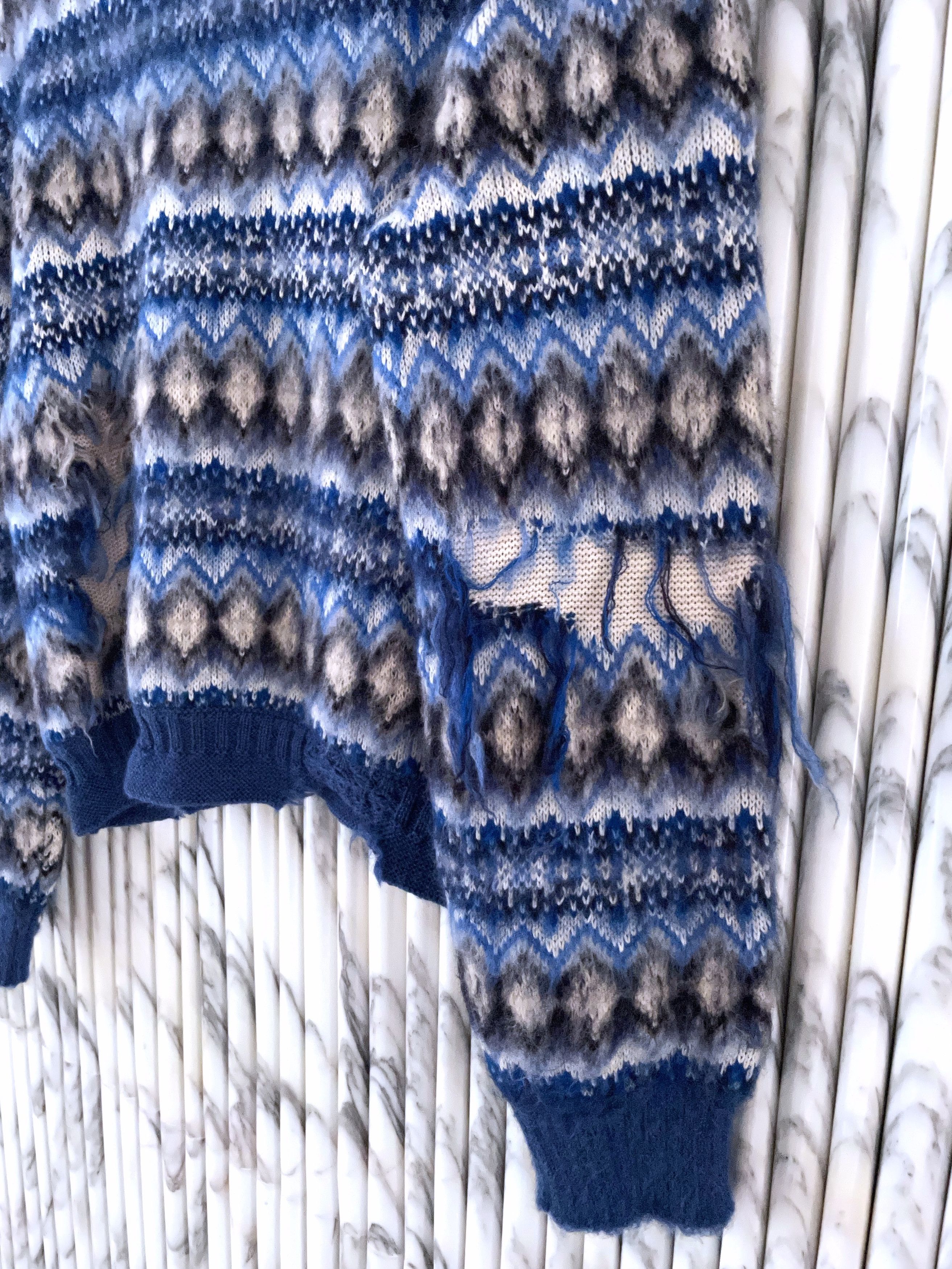 Maison Margiela NEW DISTRESSED FAIR ISLE CROPPED WOOL SWEATER Size US M / EU 48-50 / 2 - 6 Thumbnail