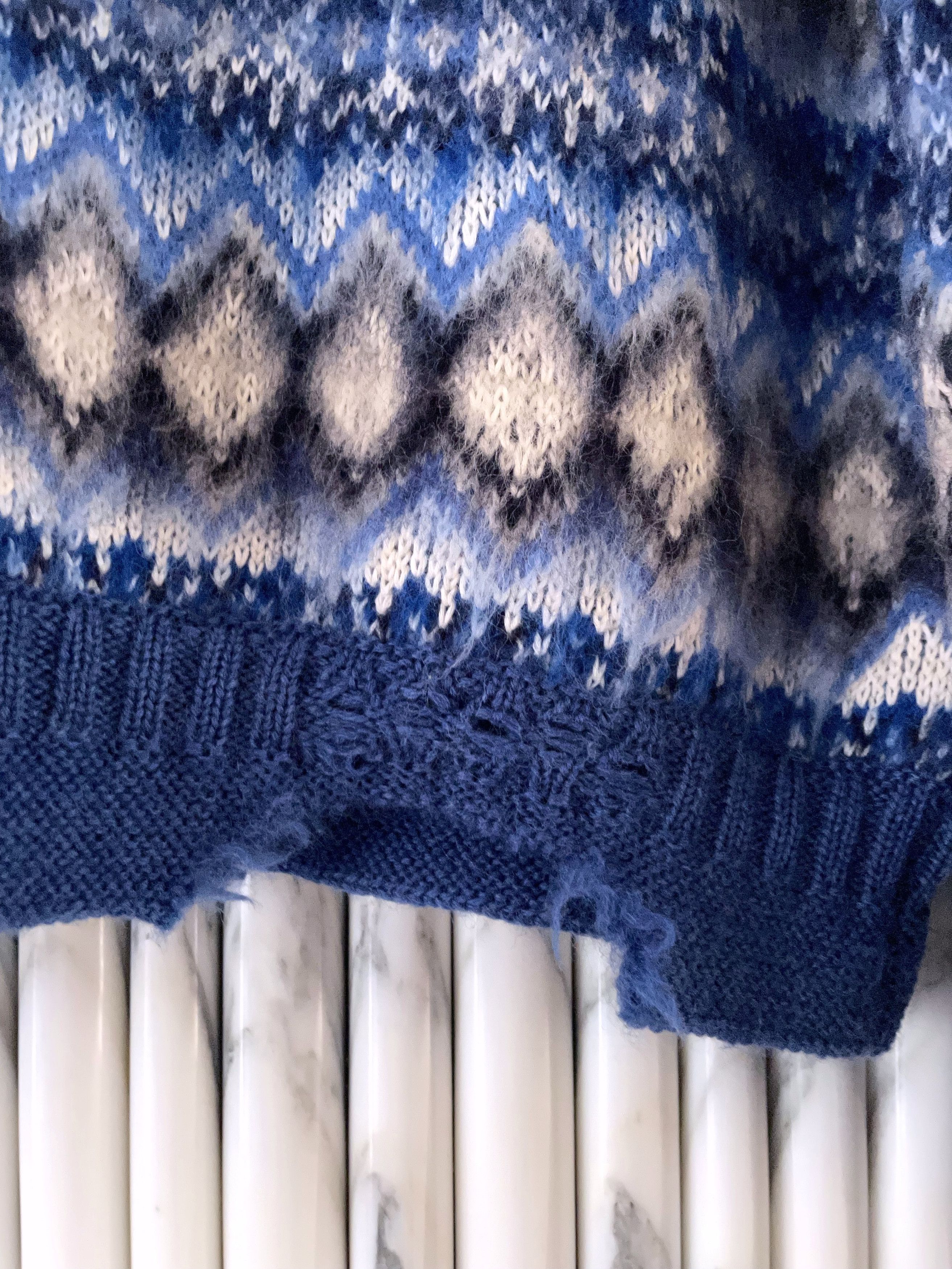 Maison Margiela NEW DISTRESSED FAIR ISLE CROPPED WOOL SWEATER Size US M / EU 48-50 / 2 - 8 Thumbnail