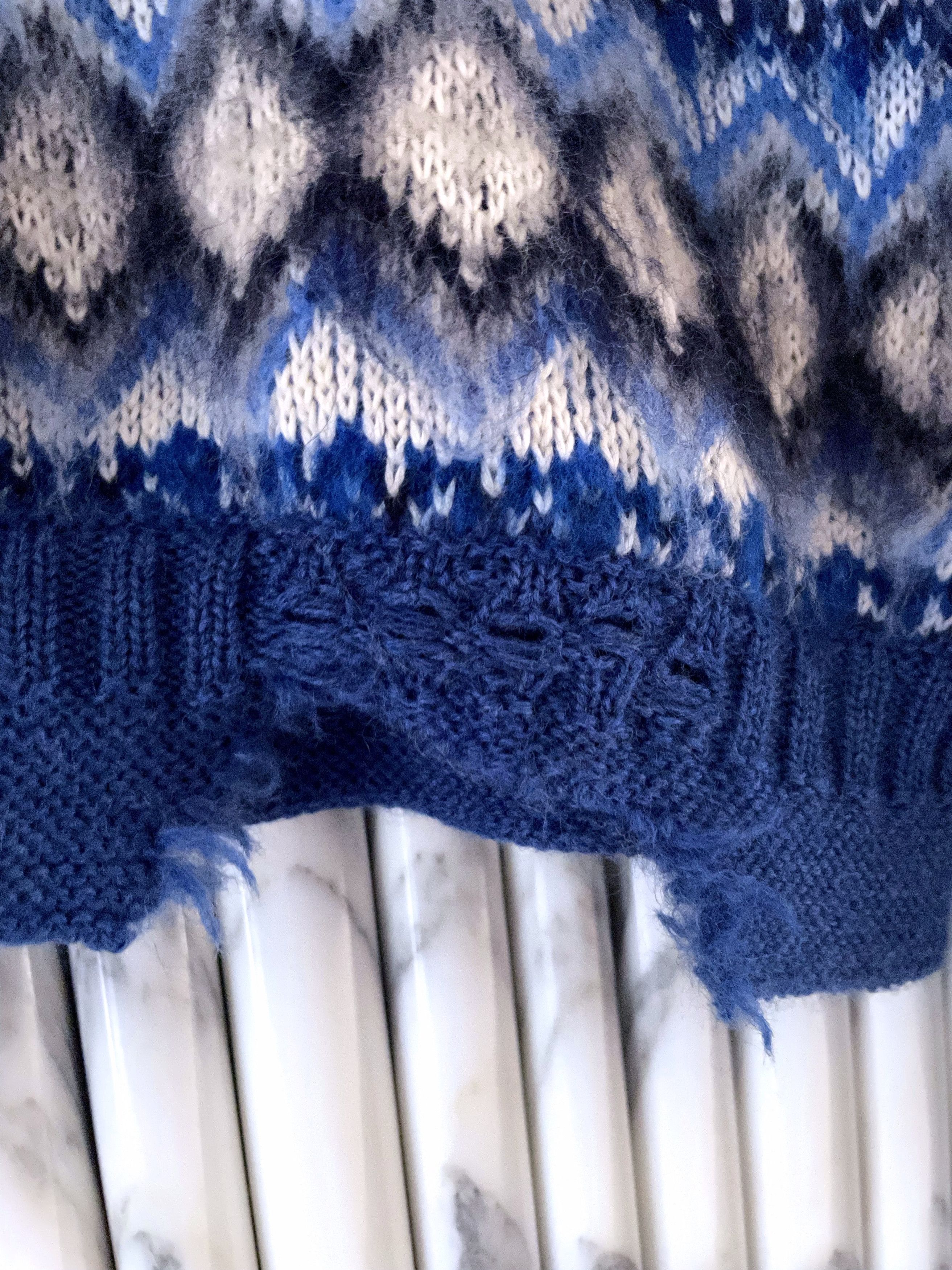 Maison Margiela NEW DISTRESSED FAIR ISLE CROPPED WOOL SWEATER Size US M / EU 48-50 / 2 - 11 Thumbnail