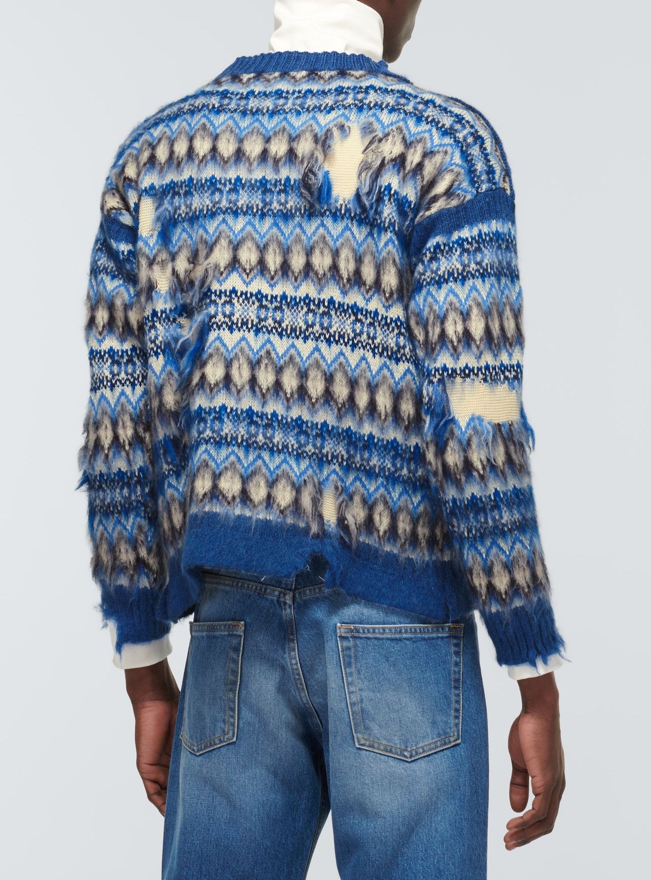 Maison Margiela NEW DISTRESSED FAIR ISLE CROPPED WOOL SWEATER Size US M / EU 48-50 / 2 - 16 Thumbnail
